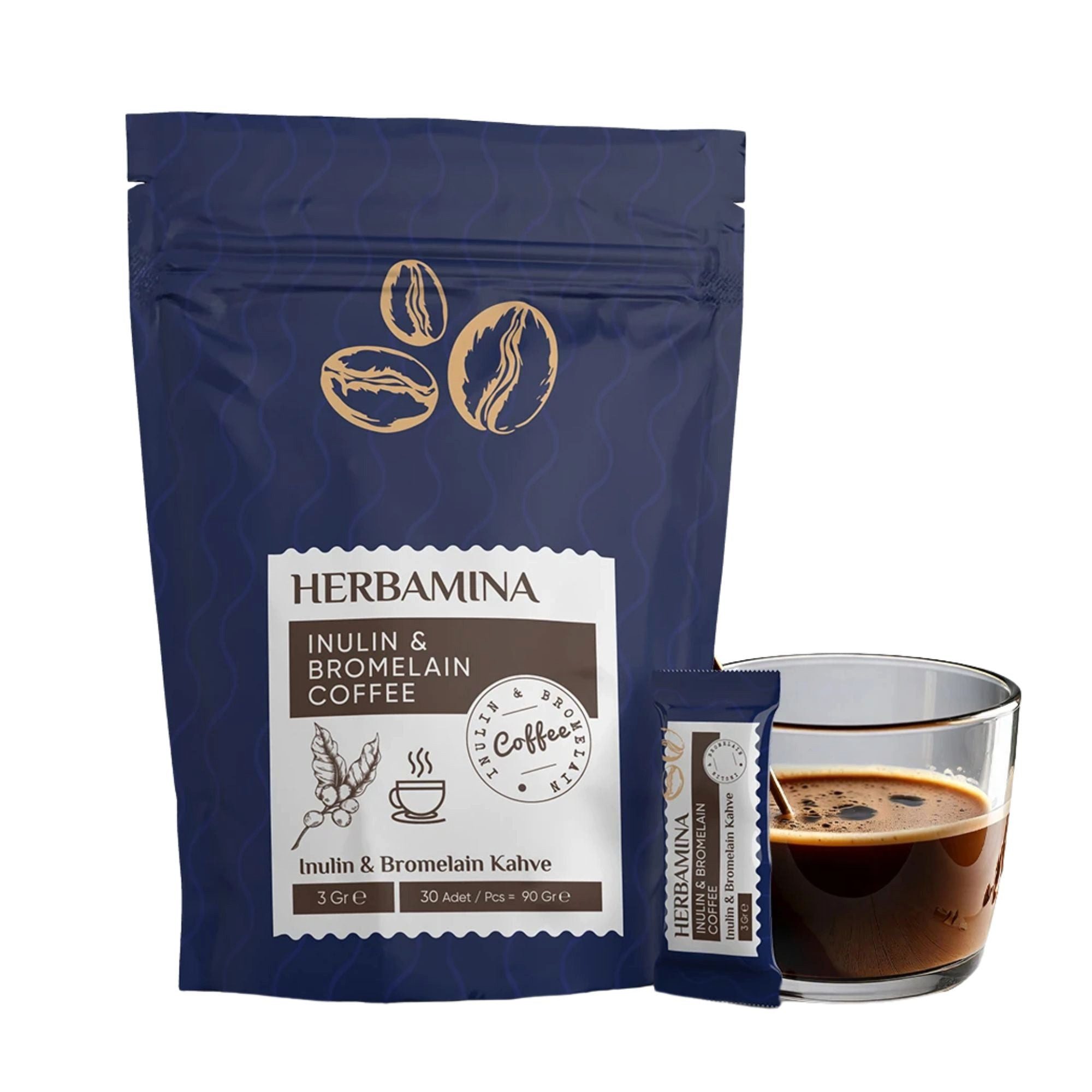 Herbamina Kaffee, Inulin & Bromelain Coffee 90g