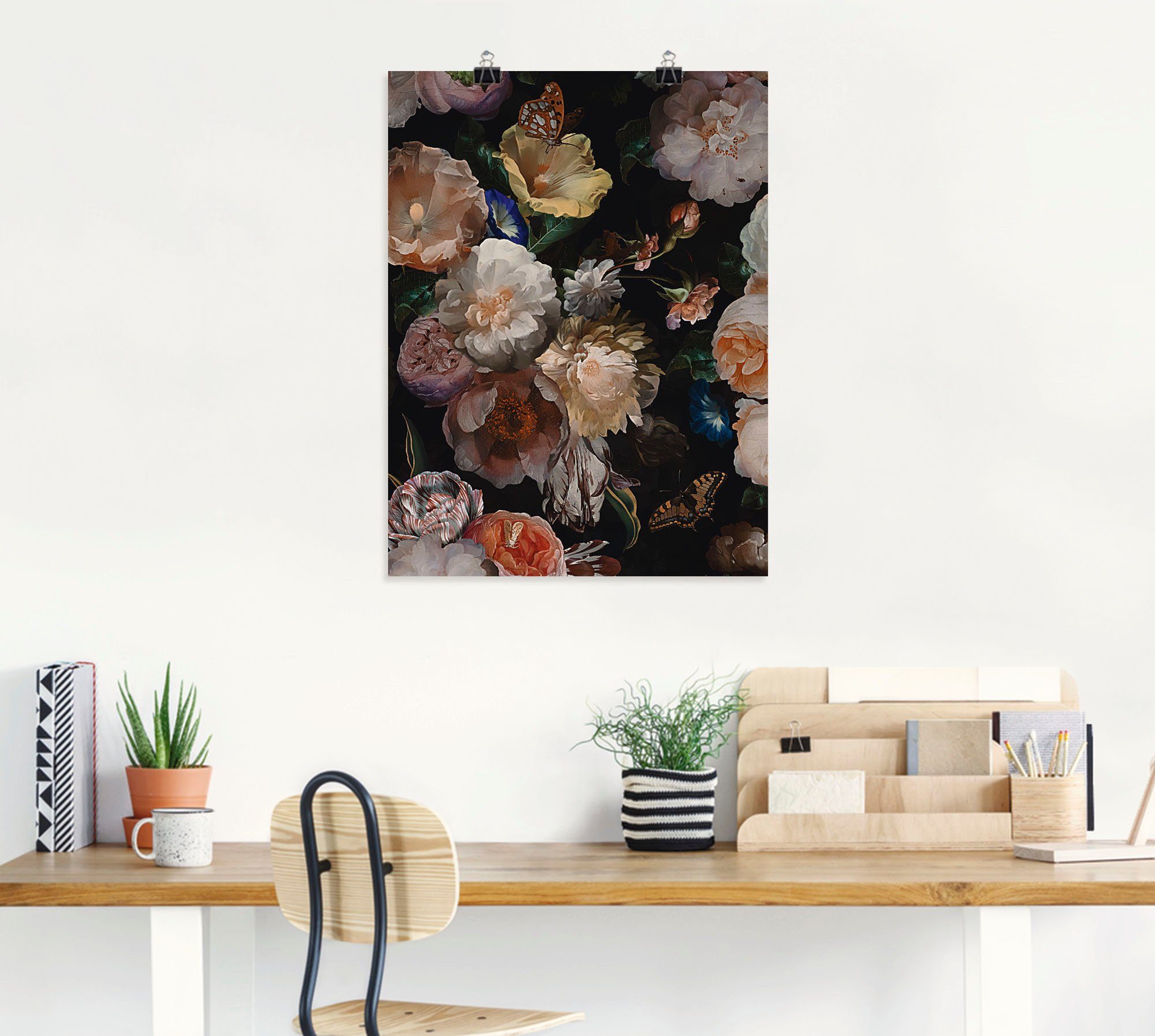 Wandbild Poster versch. Antike Alubild, Artland Wandaufkleber Blumenbilder Holländische als Größen Blumen, (1 in oder St), Leinwandbild,