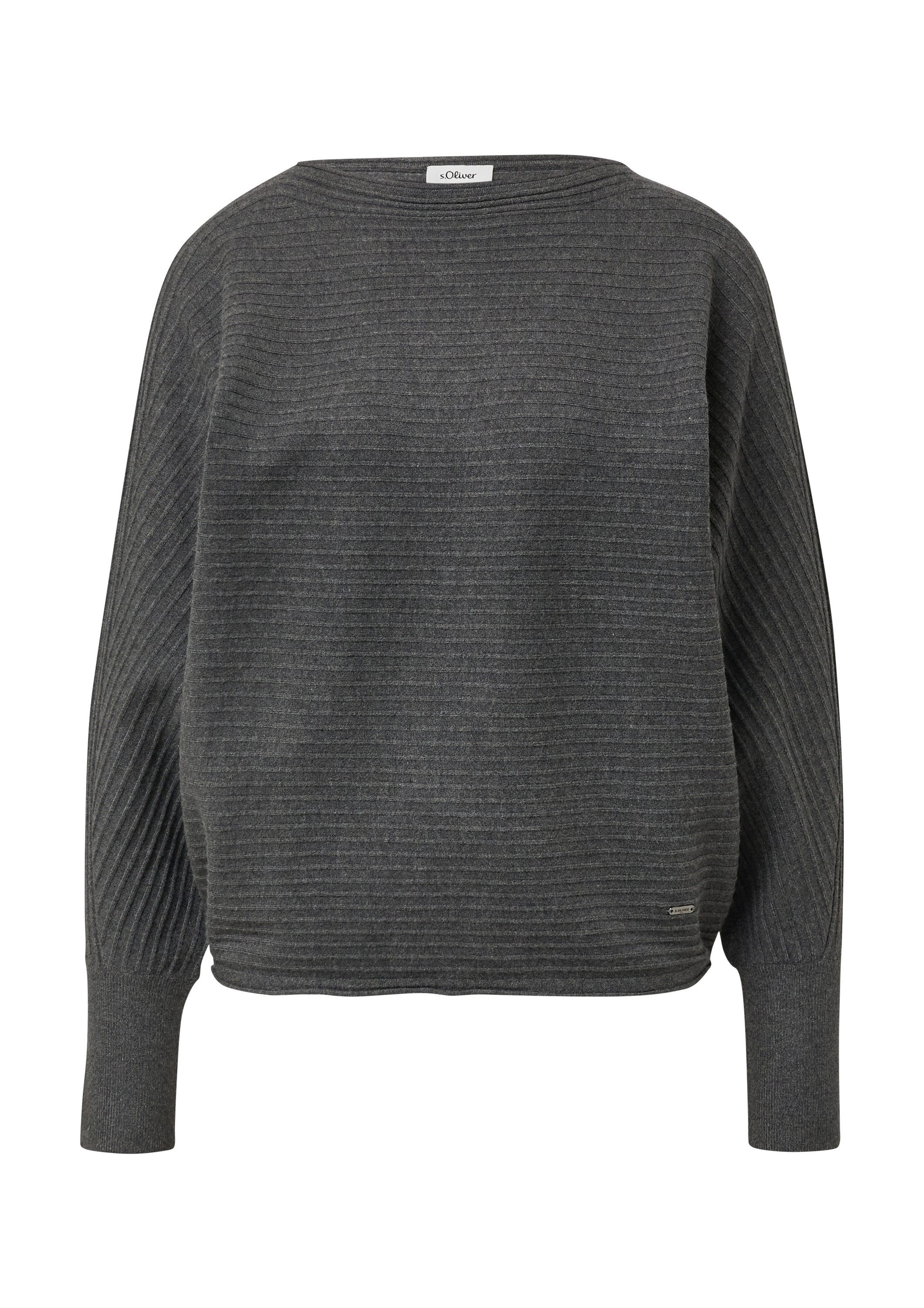 s.Oliver Longpullover Strickpullover Pullover in Rippstruktur mit Fledermau günstig online kaufen
