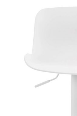 TPFLiving Barhocker Almeria mit bequemer Rückenlehne und angenehmer Fußstütze (Barstuhl Hocker für Theke & Küche - höhenverstellbar und drehbar), Gestell Metall weiß - Sitzfläche: Kunststoff Weiß