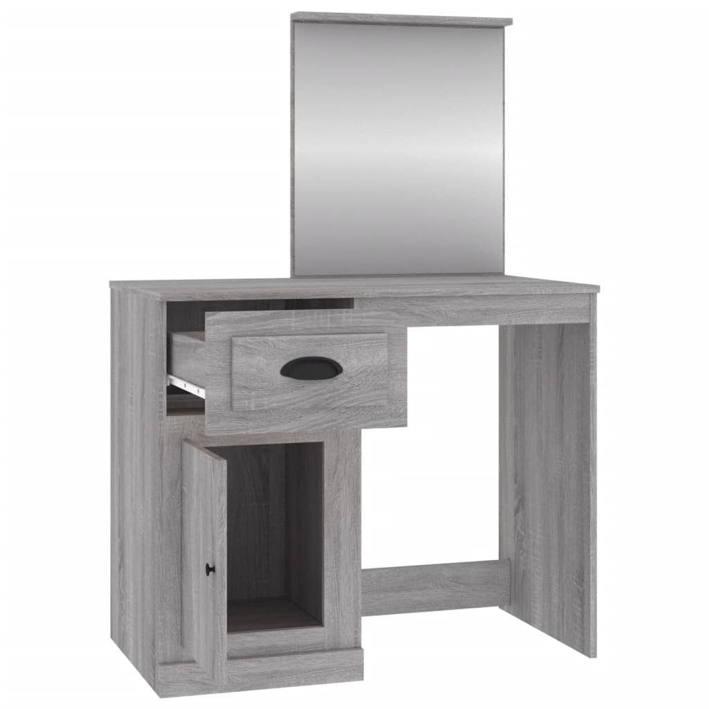 vidaXL Schreibtisch mit Sonoma Grau Spiegel 90x50x132,5 Schminktisch cm