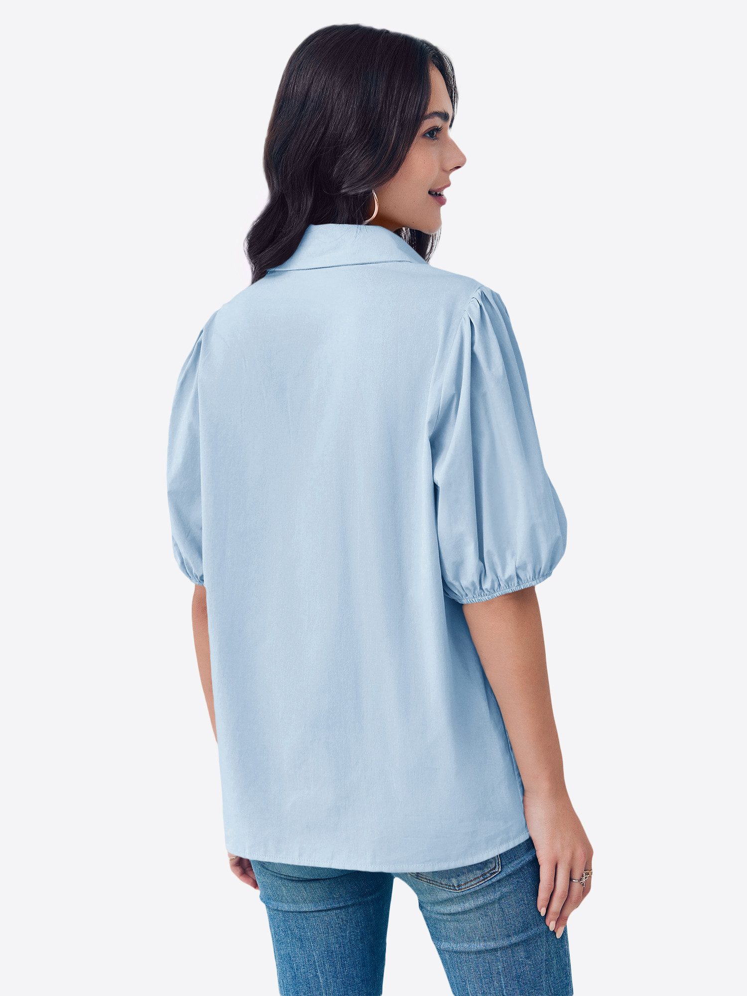 Imily Bela Kurzarmshirt Damen Freizeitbluse mit Puffärmeln (Packung, 1-tlg. günstig online kaufen