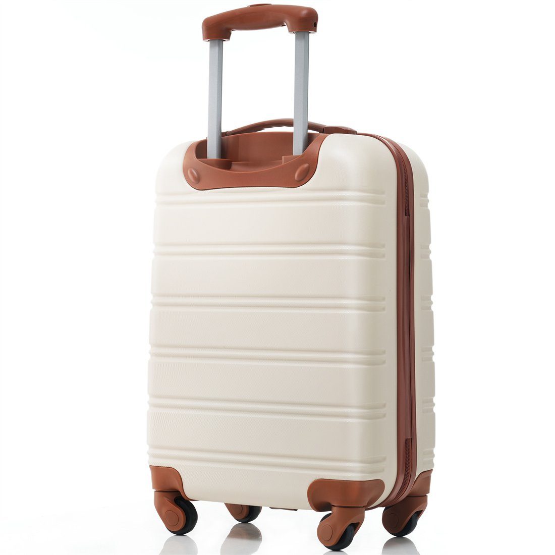 Hartschalen-Koffer,Rollkoffer,Reisekoffer,55*36*22.5cm,cremeweiß+braun DÖRÖY Koffer