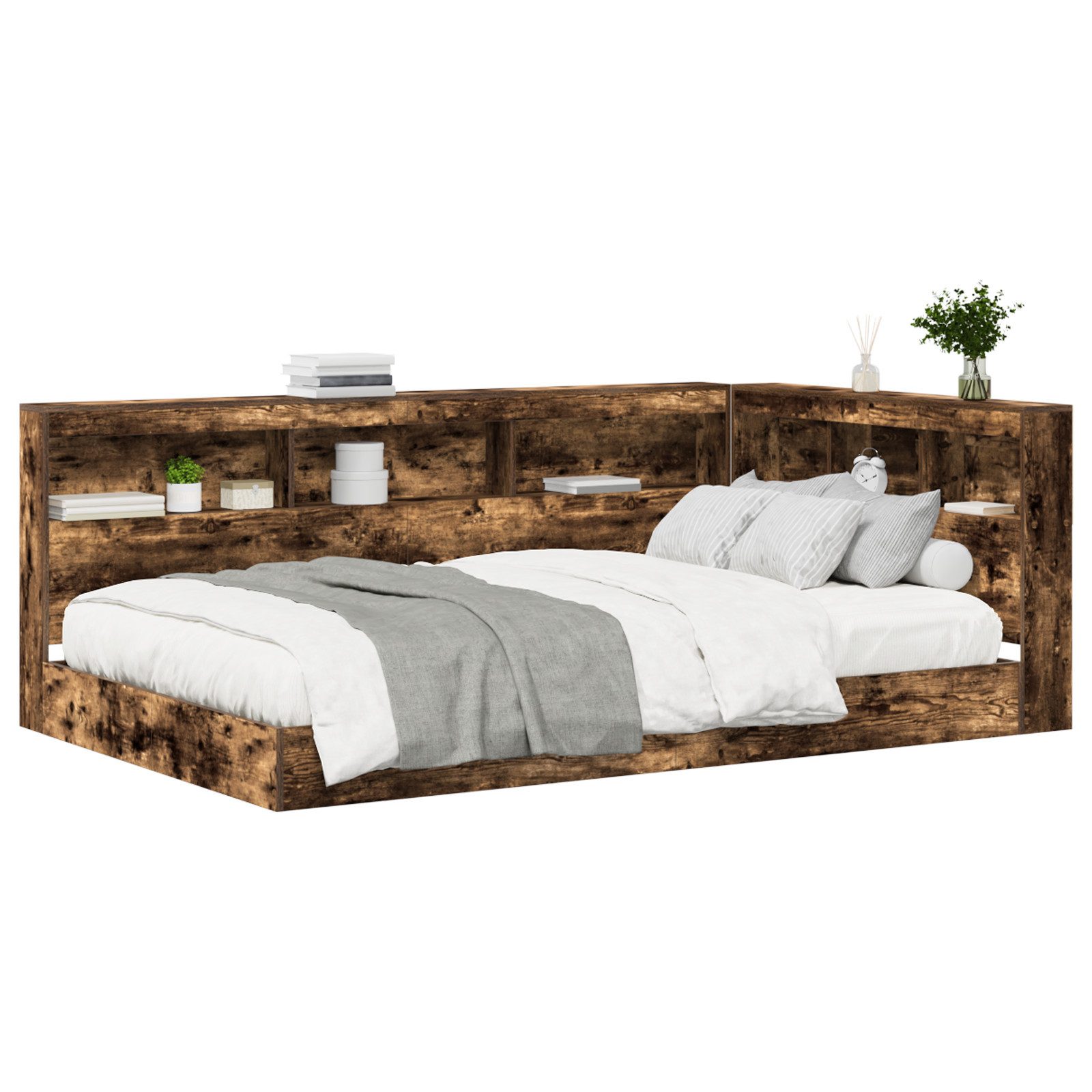 vidaXL Bett Bücherregalbett Geräucherte Eiche 120x200 günstig online kaufen