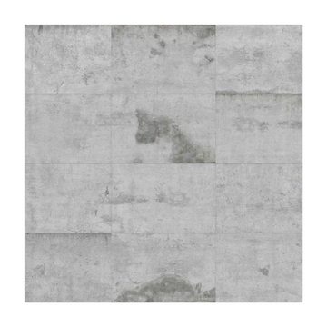 Teppich Vinyl Wohnzimmer Schlafzimmer Flur Küche 3D Steinoptik Beton, Bilderdepot24, quadratisch - grau glatt, nass wischbar (Küche, Tierhaare) - Saugroboter & Bodenheizung geeignet