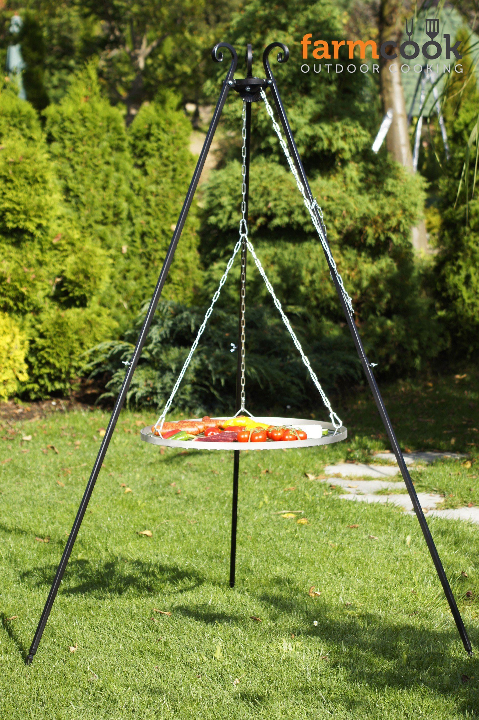 Farmcook Holzkohlegrill Dreibein Schwenkgrill Viking Ø 50 cm, 1 Stück, Grillrost aus Edelstahl V2a