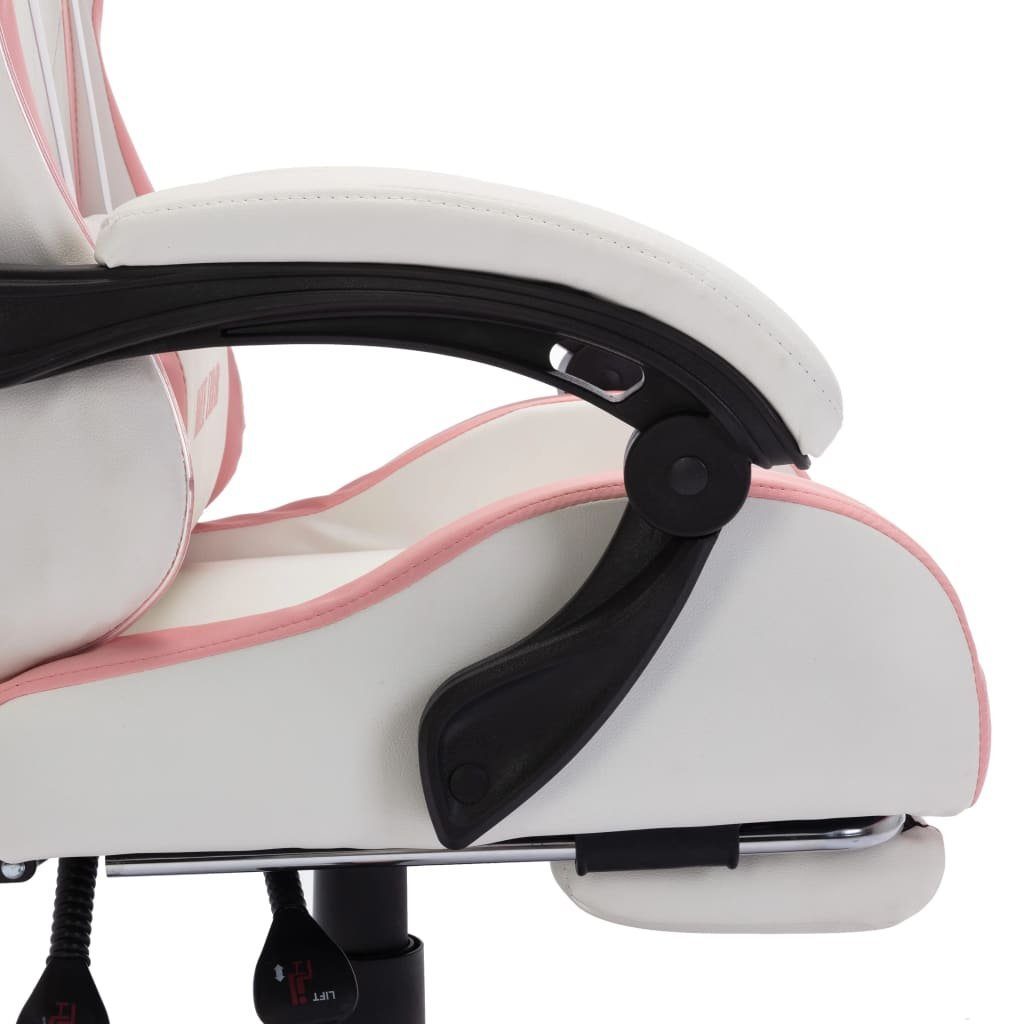 und (1 Gaming-Stuhl mit Bürostuhl LED-Leuchten furnicato Rosa RGB Weiß Kunstleder St)