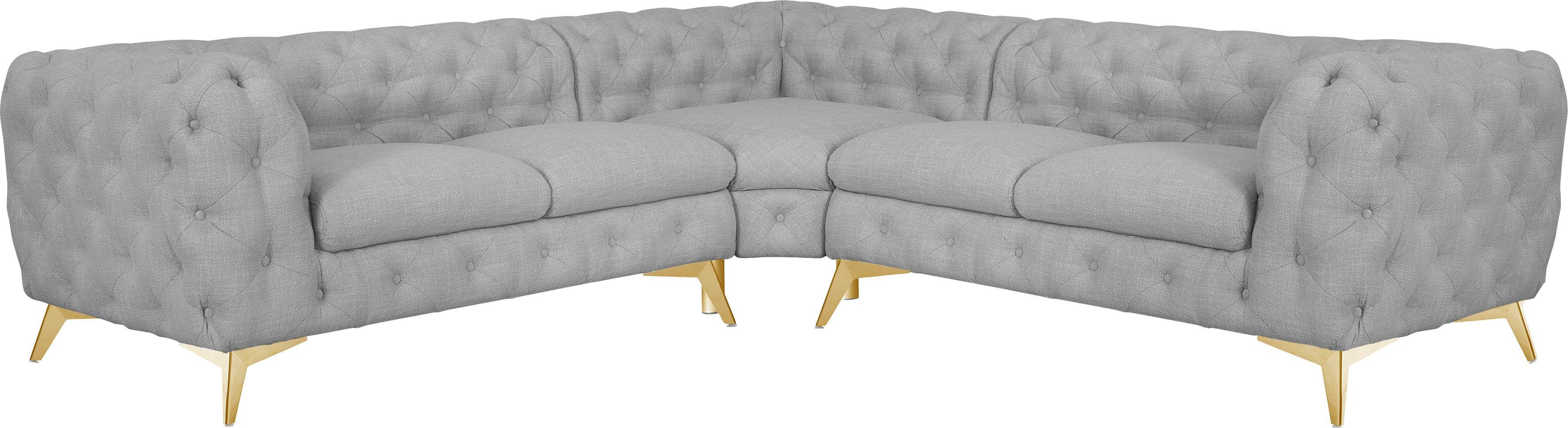 Leonique Chesterfield-Sofa "Ecksofa GLYNIS L-Form mit Wellenunterfederung, günstig online kaufen