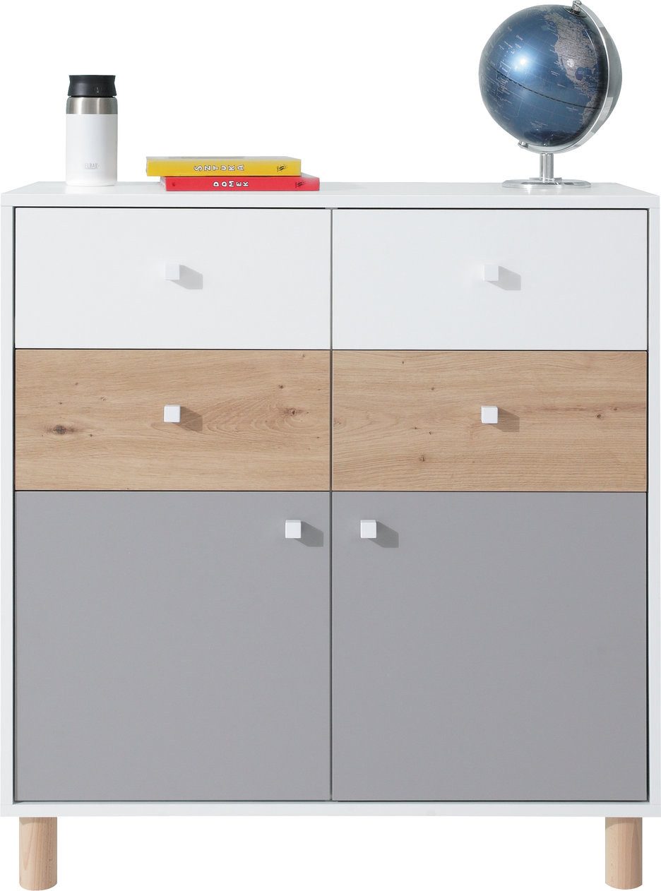Masseno Kommode SANNIO 85 cm Sideboard Weiß