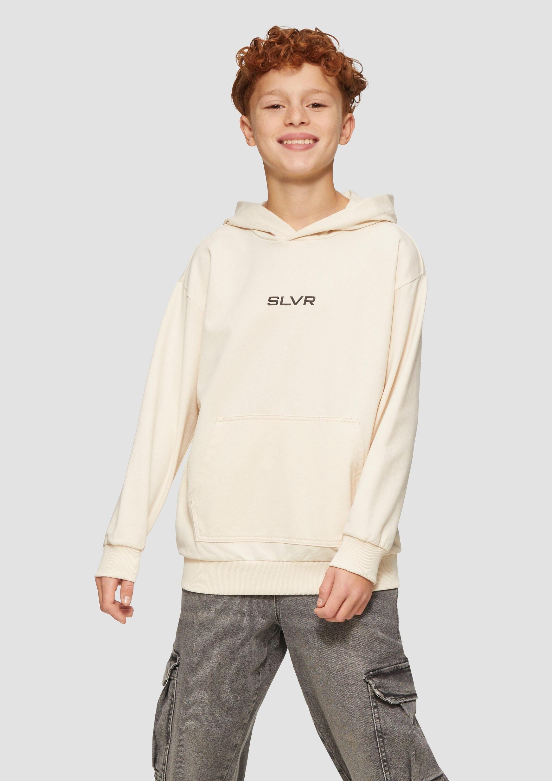 s.Oliver Sweatshirt Sweatshirt Unisex Kapuzen-Sweatshirt mit Känguru-Tasche und Frontprint