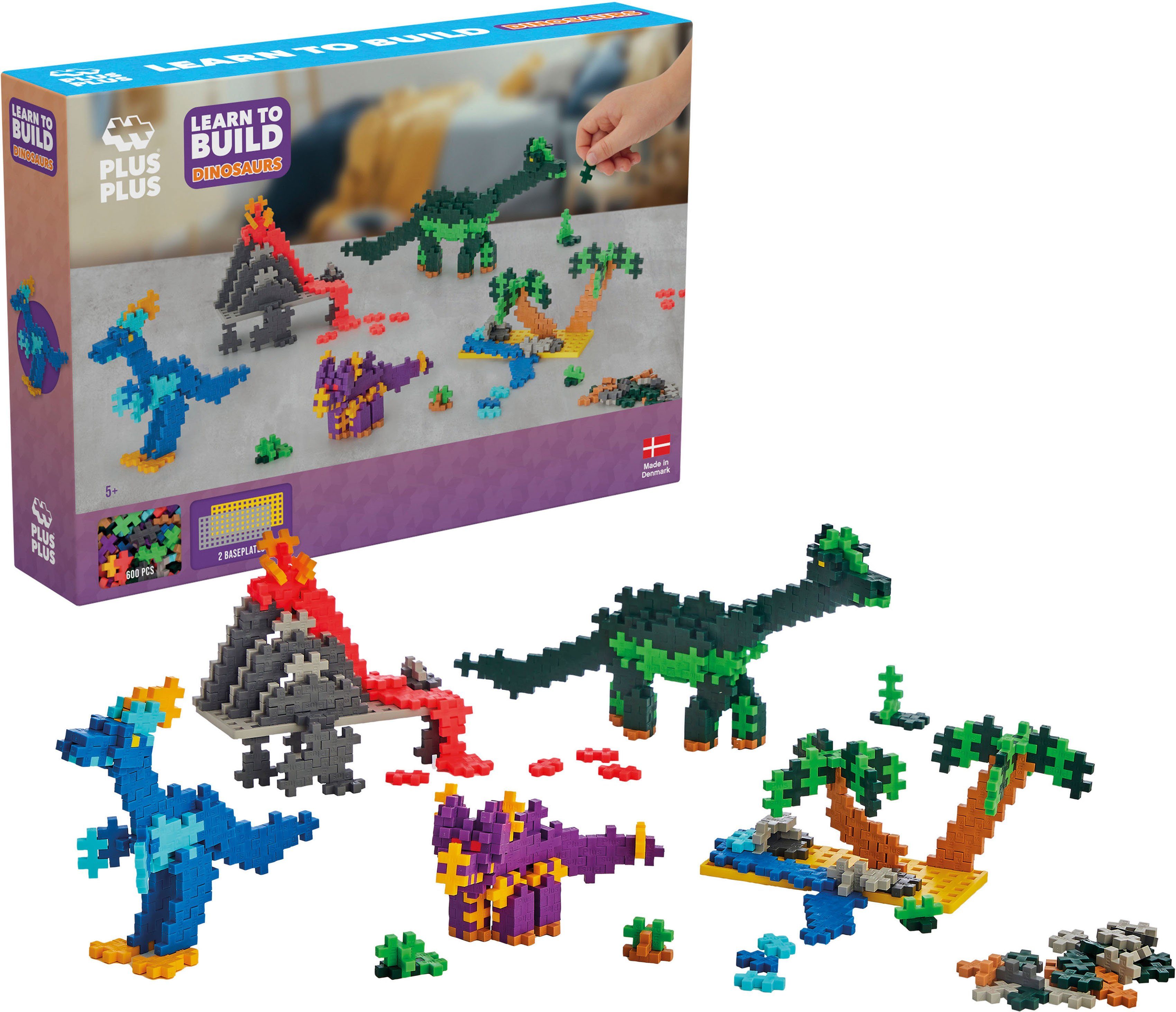 PLUS-PLUS Kreativ Bausteine Dinosaurier Конструктора, (600 St), Made in Europe