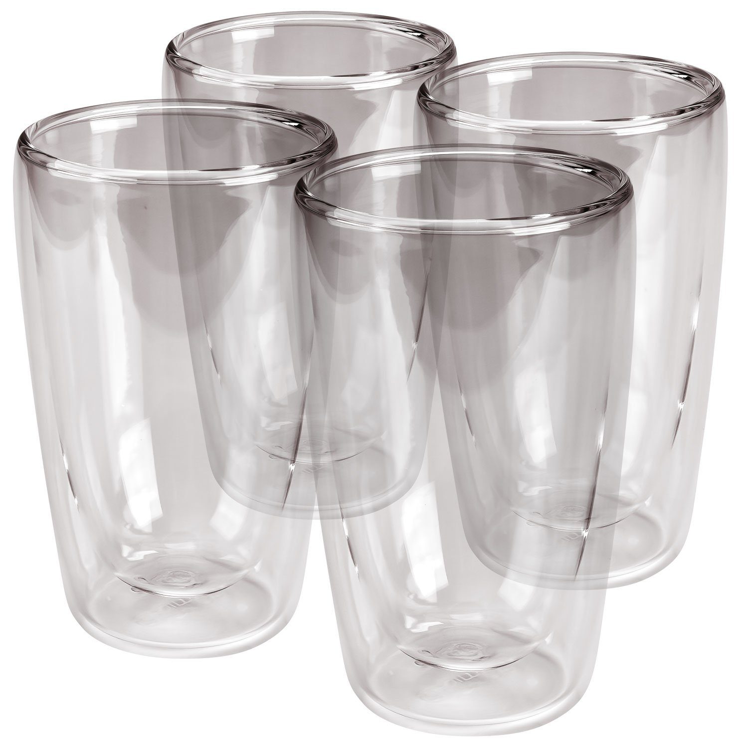 Dimono Latte-Macchiato-Tasse Doppelwandiges Trinkglas 450ml – Latte-Macchiato-Glas Borosilikat Set, 4-tlg., Borosilikat-Glas, Wasser- Longdrink- & Cocktailgläser