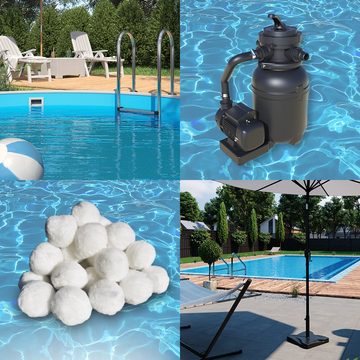 OK-Living Sandfilteranlage Sandfilter Poolpumpe Poolfilter 7m³ mit Vorfilter 7000 l/h (Set)