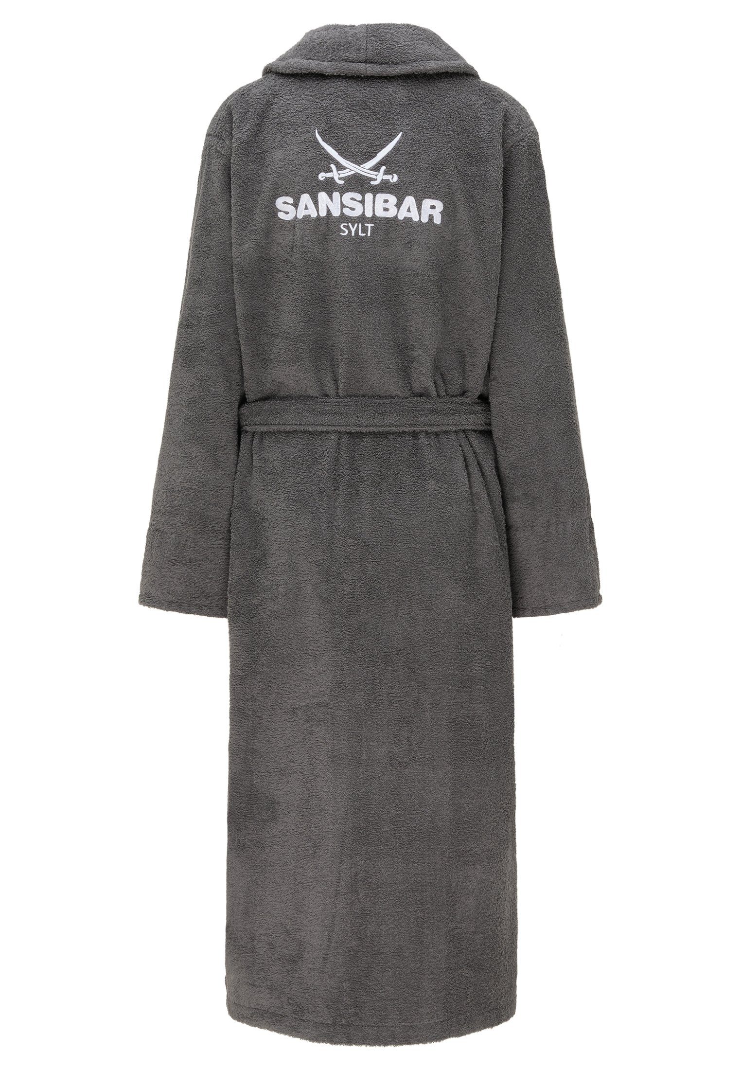 Sansibar Sylt Unisex-Bademantel Sansibar Bademantel mit Schalkragen, mit gesticktem Sansibar Logo, Baumwolle, Schalkragen, Gürtel, mit Bindegürtel, kuschelig, hochwertige Sansibar Logo-Stickerei