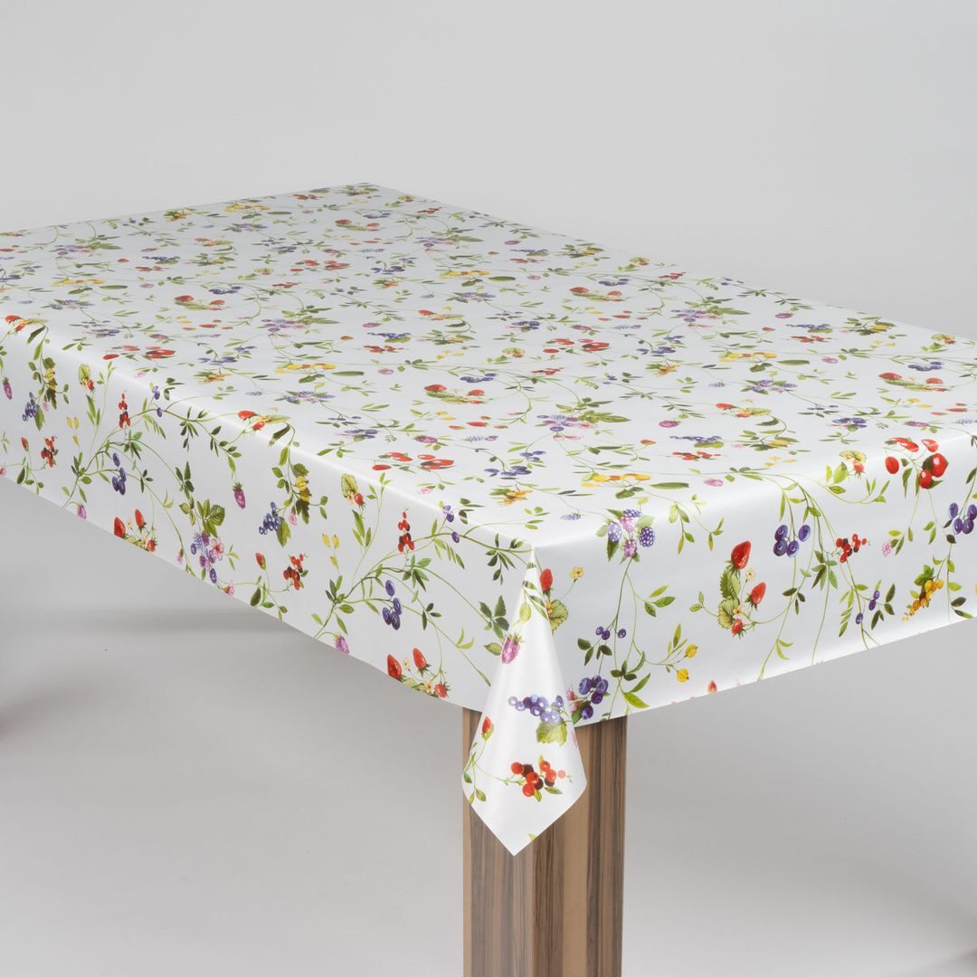 laro Tischdecke laro Wachstuch-Tischdecke Wachstischdecke Blumen Hagebutten