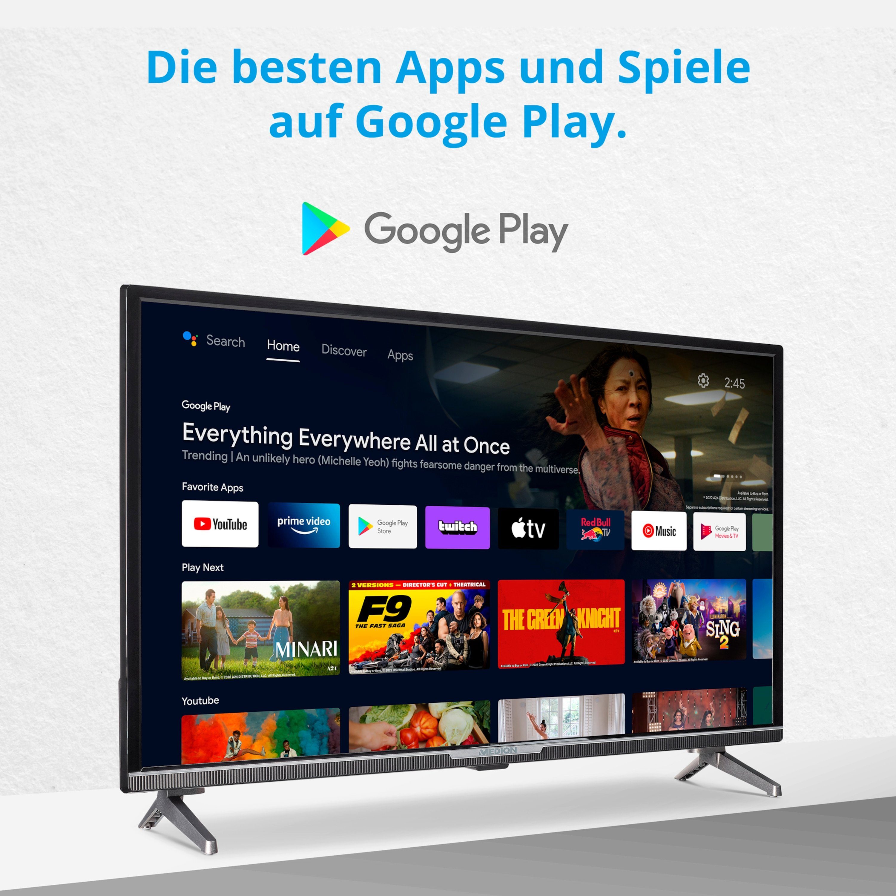 MD30042 Zoll, 60Hz, Display Android TV, MD30042) Full LED-Fernseher Full-HD 1080p HD, Medion® (80 cm/31.5