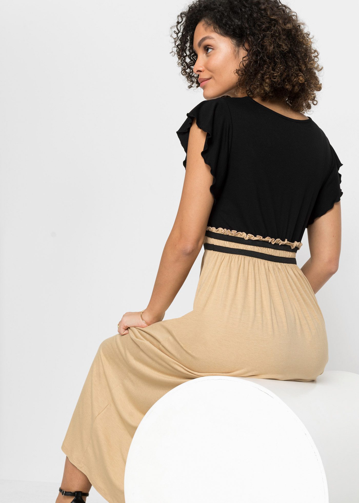 bonprix Jerseykleid (1-tlg) für Frühling und Sommer, aus Viskose und Elasthan, mit kurzem Arm