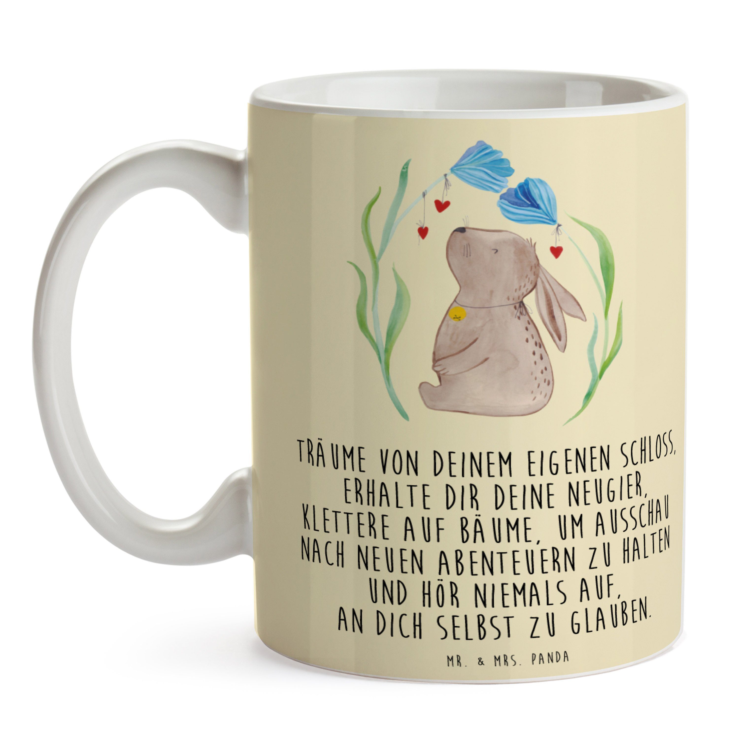 Geschenk Tasse Geschenk, Mrs. - - & Blume Porzellantasse, Hase zu Blumig Keramik Ostern, Panda Mr.