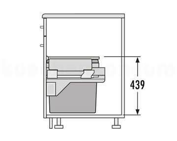 Hailo Einbaumülleimer Abfallsammler Euro Cargo S 500 30/19, Hailo Abfallsammler 3610521 CS Slide Euro-Cargo-S 30 + 19 Liter