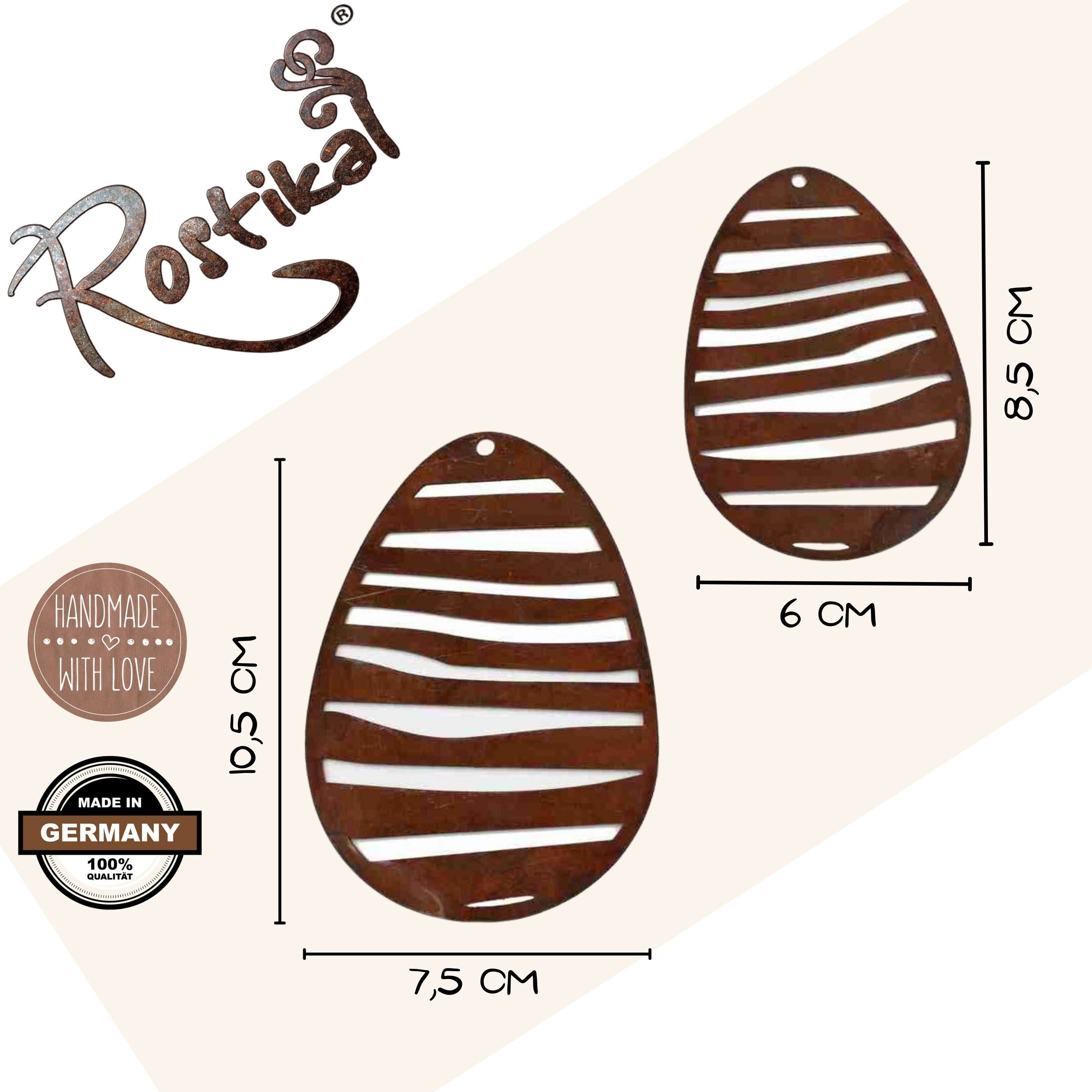 Rostikal Osterei Metall Hängedeko Ostereier Deko (2tlg), echter Rost