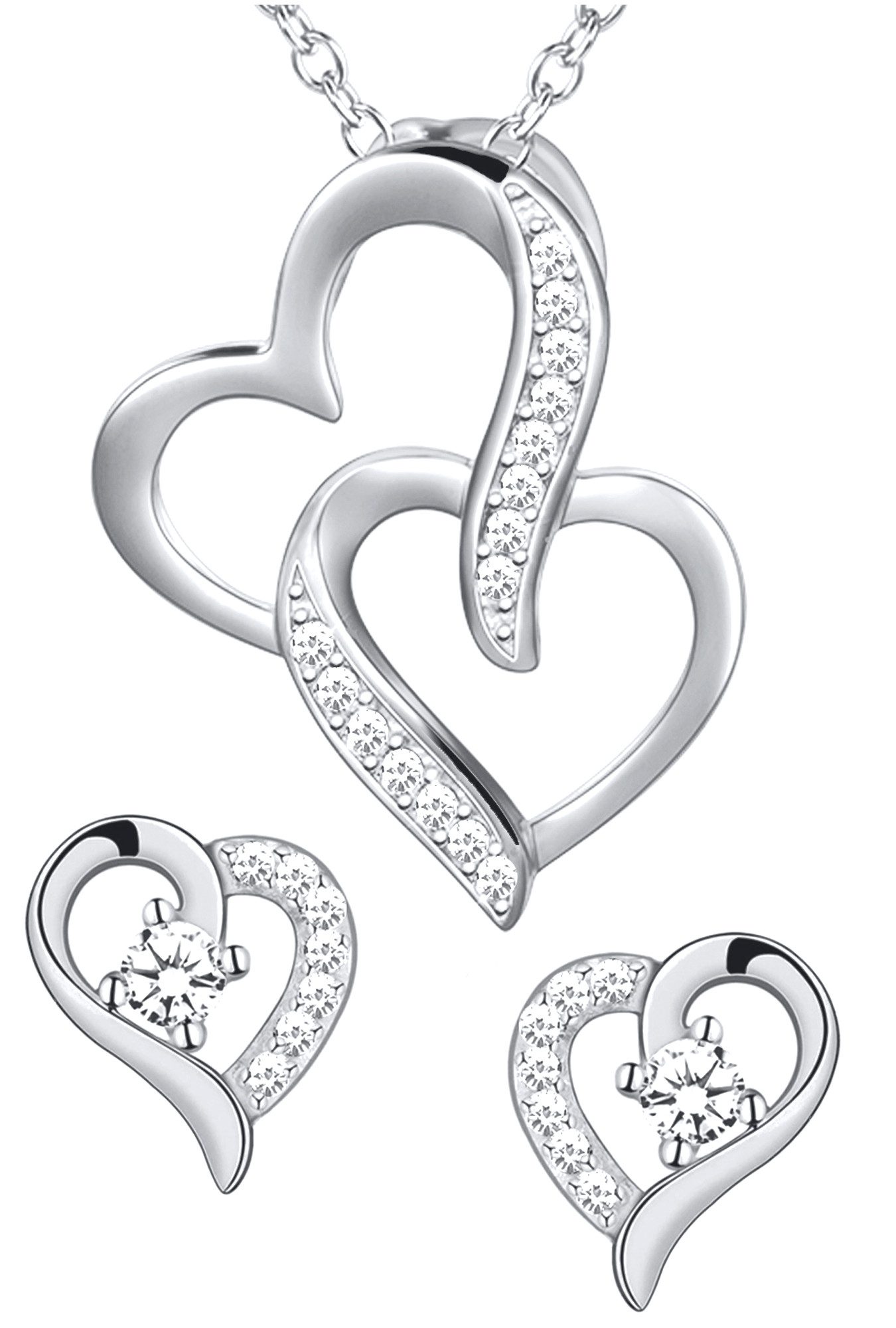 Limana Schmuckset Herz Halskette mit Ohrringe 925 Silber gold Kette mit Ohr günstig online kaufen