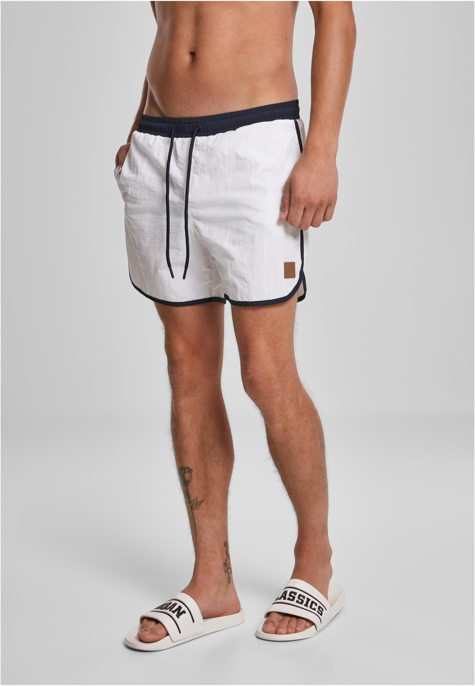 URBAN CLASSICS Badeshorts Herren Retro Swimshorts white/navy