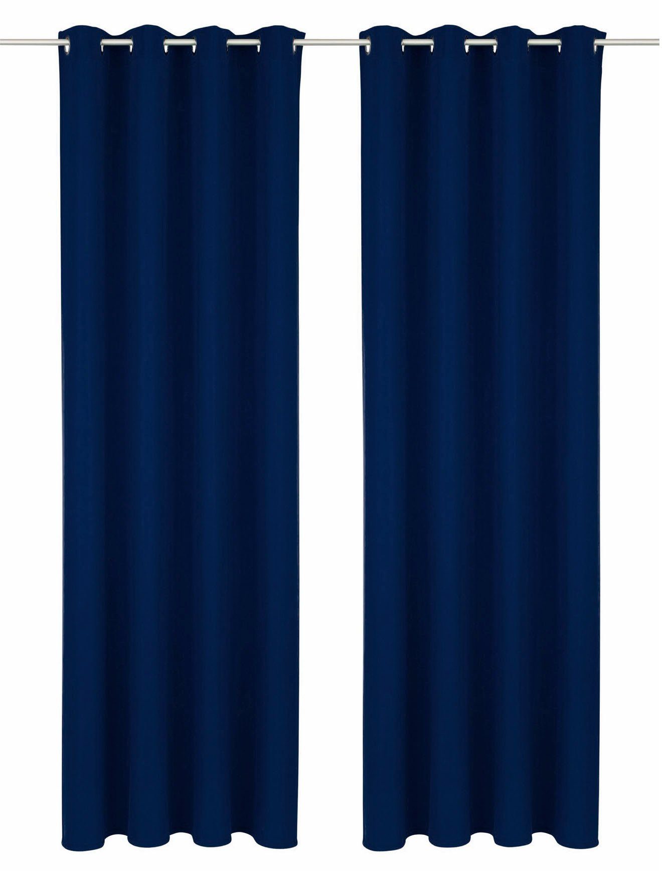 Vorhang Lagan, Bruno Banani, Ösen (2 St), blickdicht, Polyester, Set, blickdicht, gewebt, Microfaser, verschiedene Größen, einfarbig dunkelblau