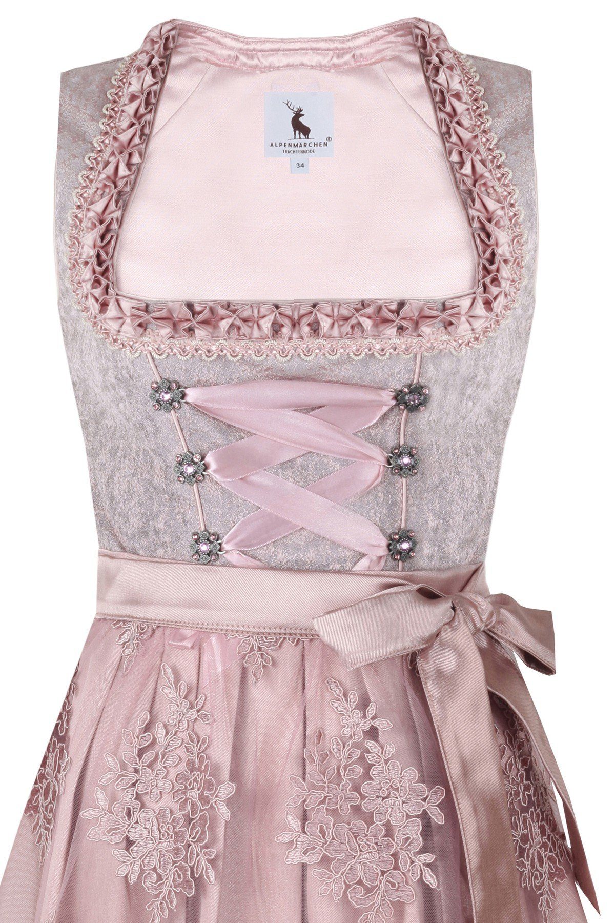 Alpenmärchen Dirndl Midi Dirndl Rosenblatt - ALM520 günstig online kaufen