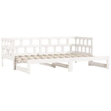 furnicato Bett Tagesbett Ausziehbar Weiß 90x200 cm Massivholz Kiefer