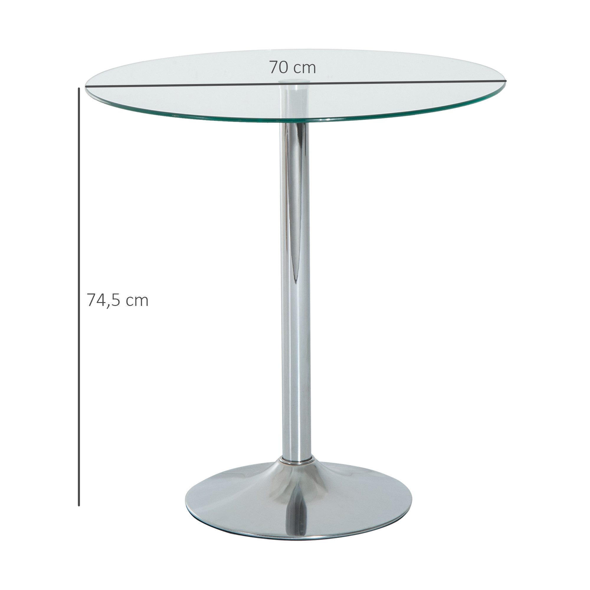 HOMCOM Esstisch mit Platte und Metallgestell (Esszimmertisch, 1-St., Küchentisch), für Esszimmer, Silber