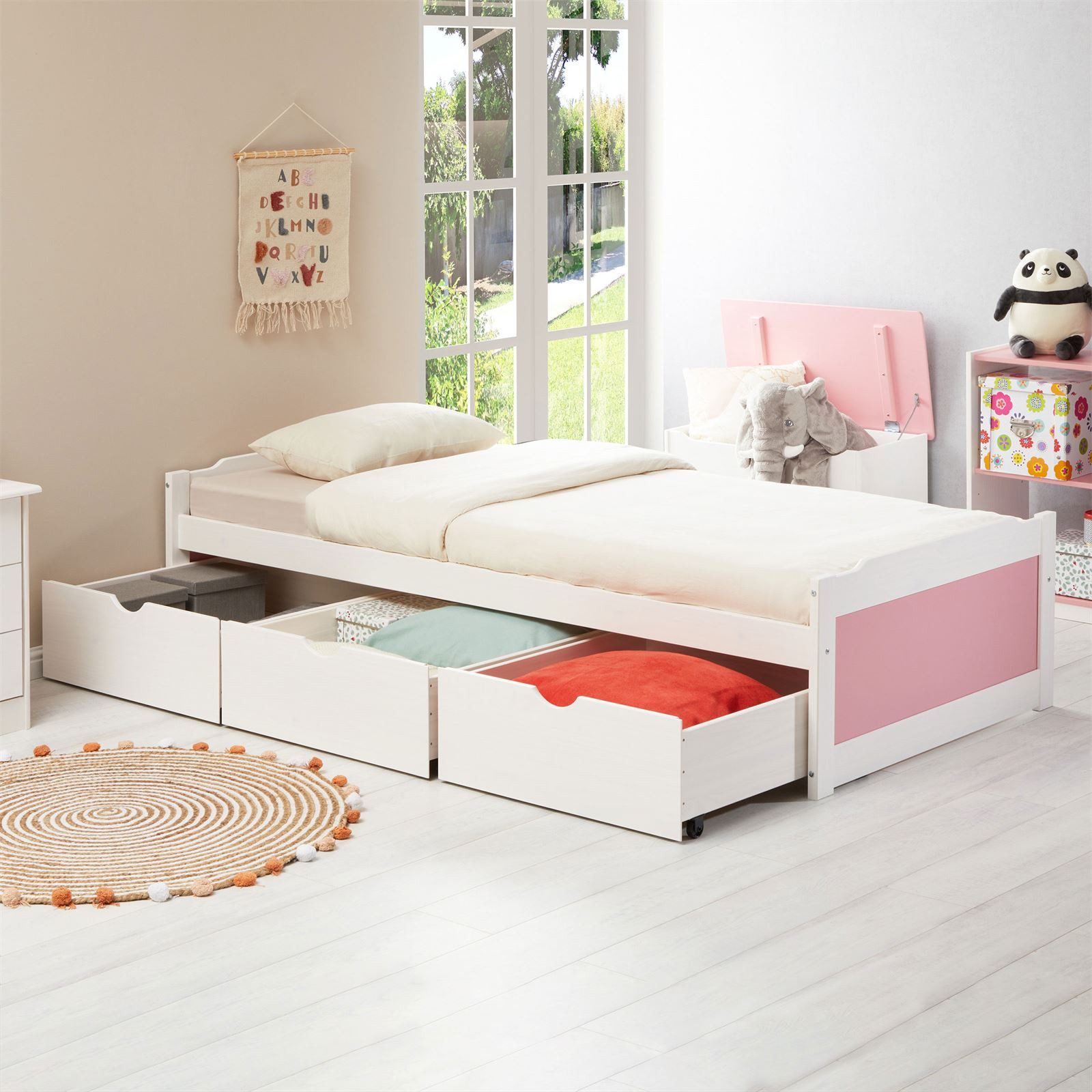 IDIMEX Funktionsbett MIA, Bett mit Stauraum Jugendbett Funktionsbett Gästebett Tagesbett Kinderb