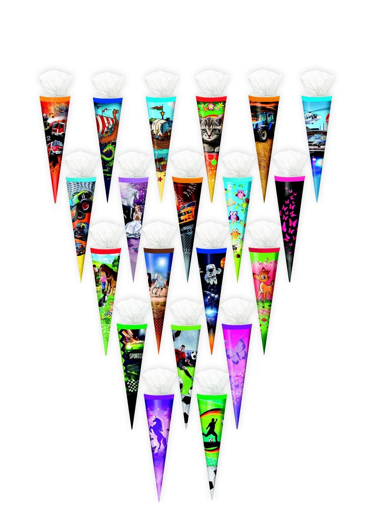 Livepac Office Schultüte 20x Schultüte / Zuckertüte / 35cm / mit Tüllverschluß / 20 verschieden