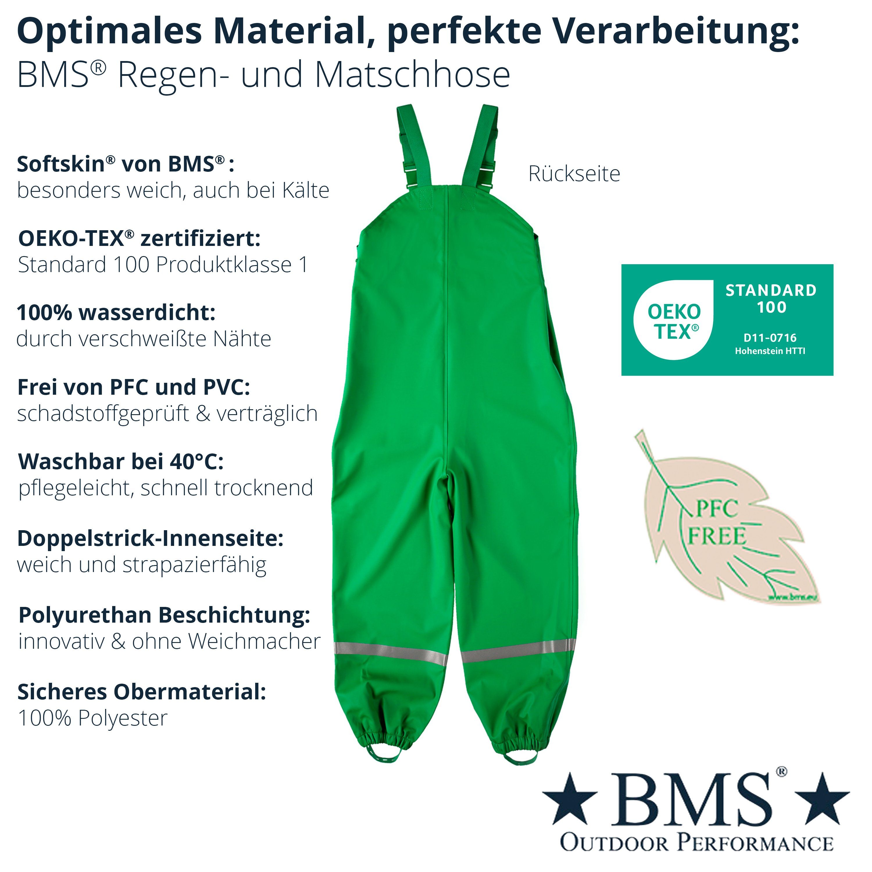 grün - Regenhose BMS (1-tlg) - Buddelhose und - Regen- 100% BMS Matschhose Matschlatzhose wasserdicht