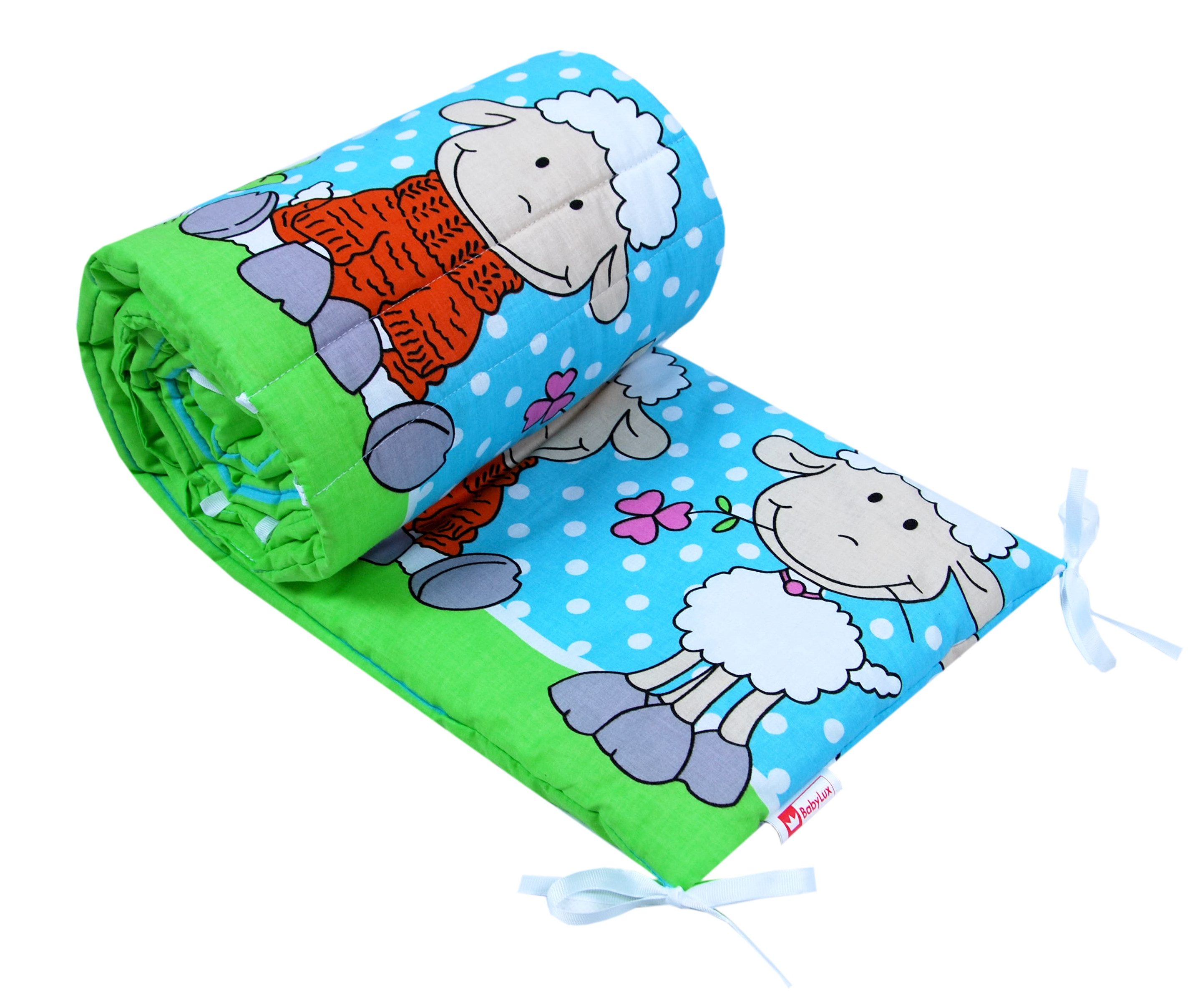 BabyLux Bettnestchen BABYLUX Bettumrandung NESTCHEN Bettnestchen 210 x 30 cm Babybett, 3. Grün Schaf Nestchen