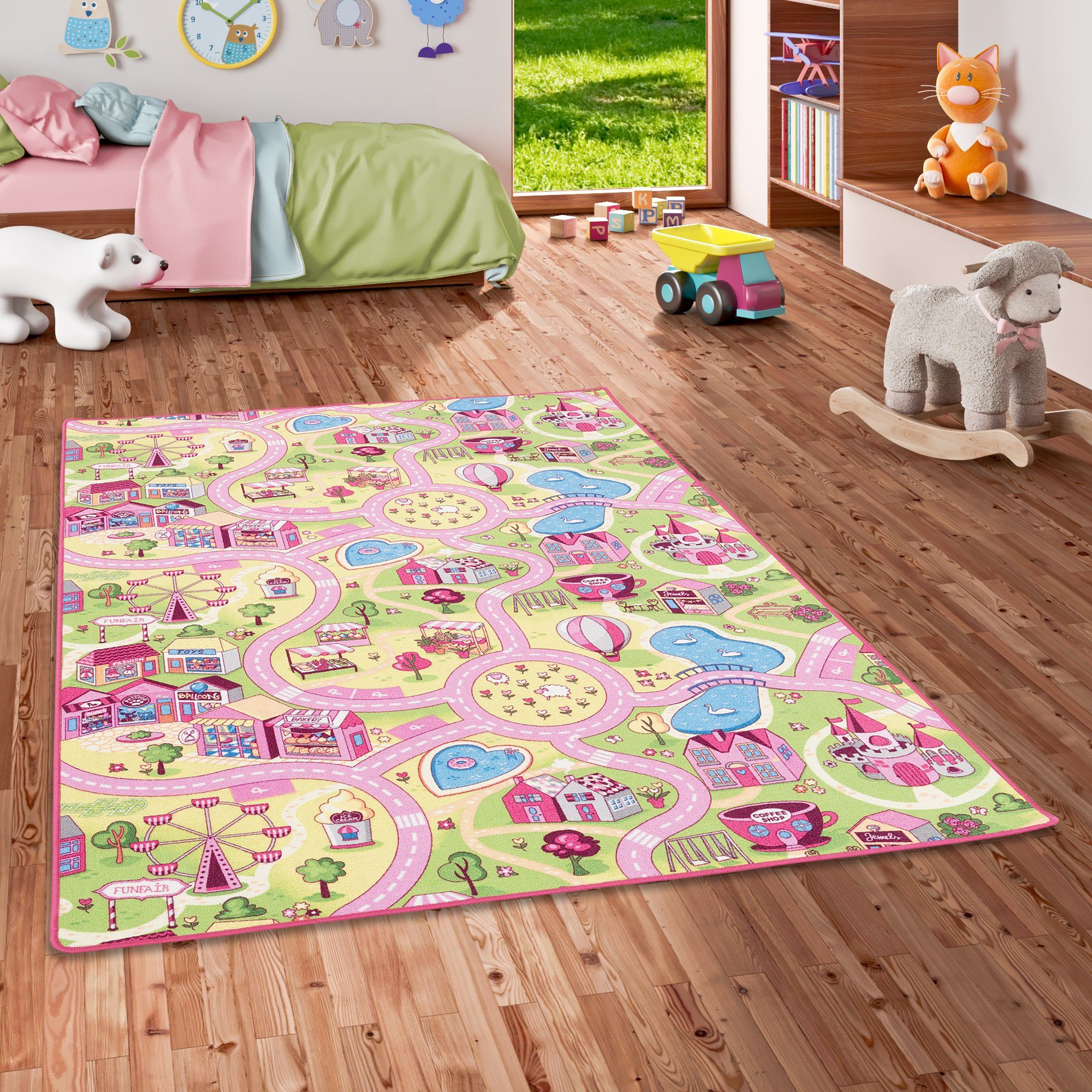 Snapstyle Kinderteppich Kinder Spiel Straßenteppich, Rechteckig, Höhe: 4 mm