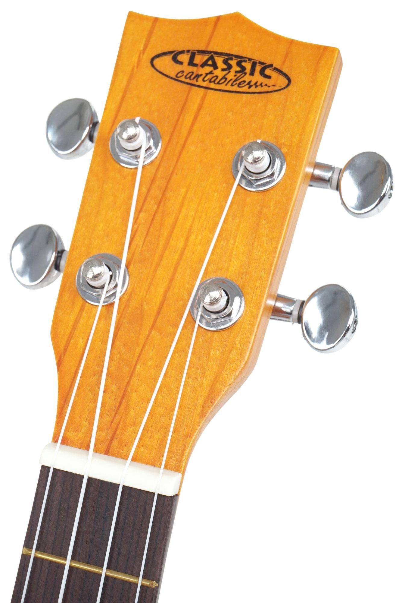 Classic Cantabile Ukulele UC-240, Konzert-Ukulele Pineapple, Inklusive Gigbag, Leichtgängige Gitarren-Mechanik