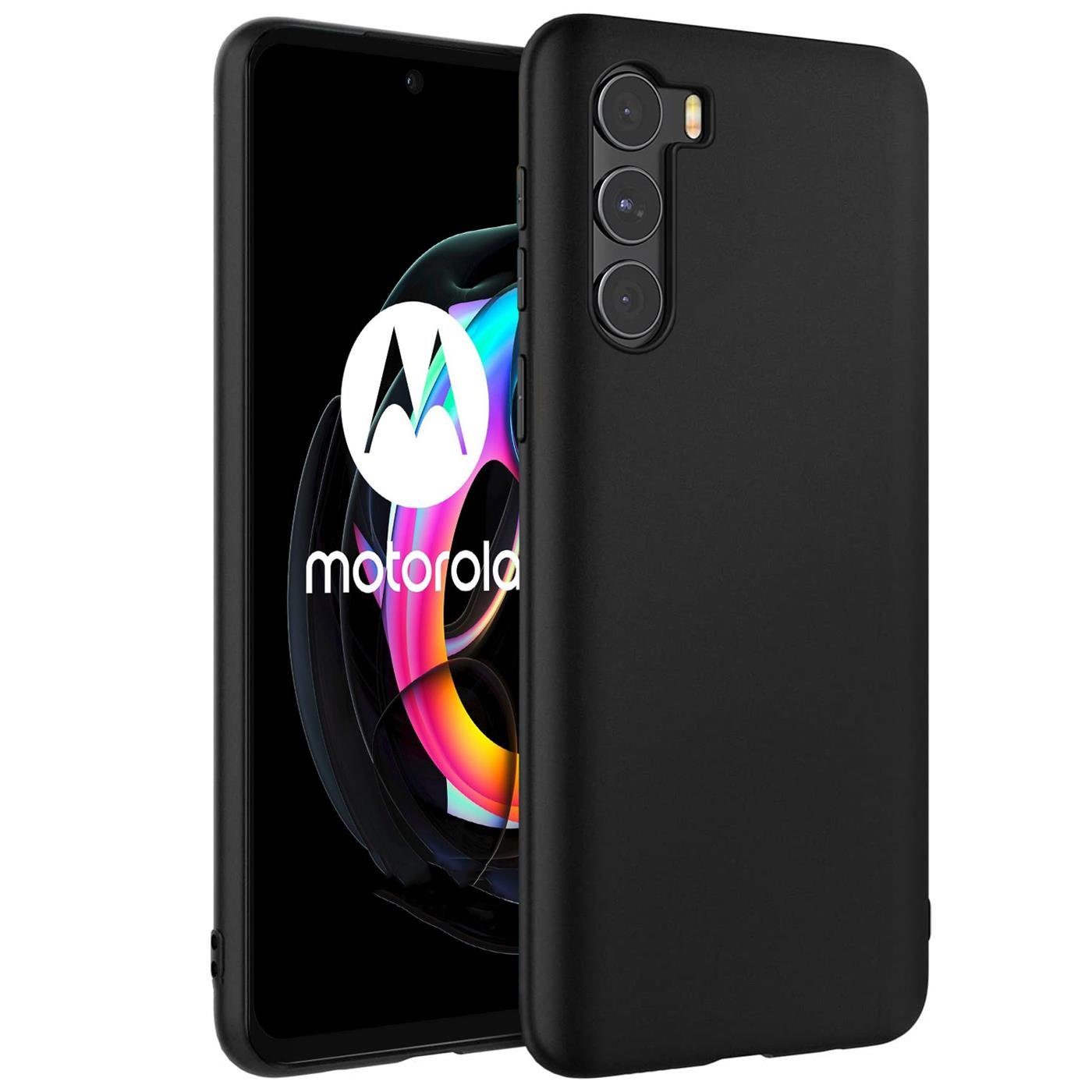 CoolGadget Handyhülle Handy Schutzhülle für Motorola Moto G200 5G matt schwarz 6,8 Zoll, Silikon TPU Hülle Schutz Tasche Cover schlicht Slim Case