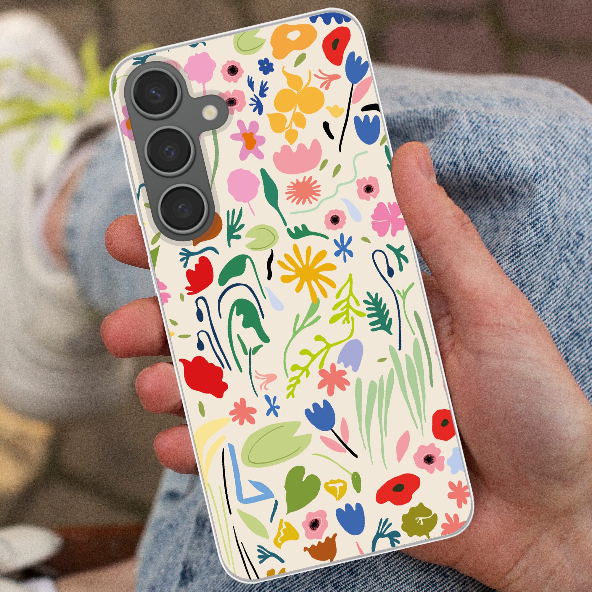 MuchoWow Handyhülle für Samsung Galaxy S24 Plus Blumen - Muster - Pflanzen, Phone Case, Silikon, Schutzhülle Dünn