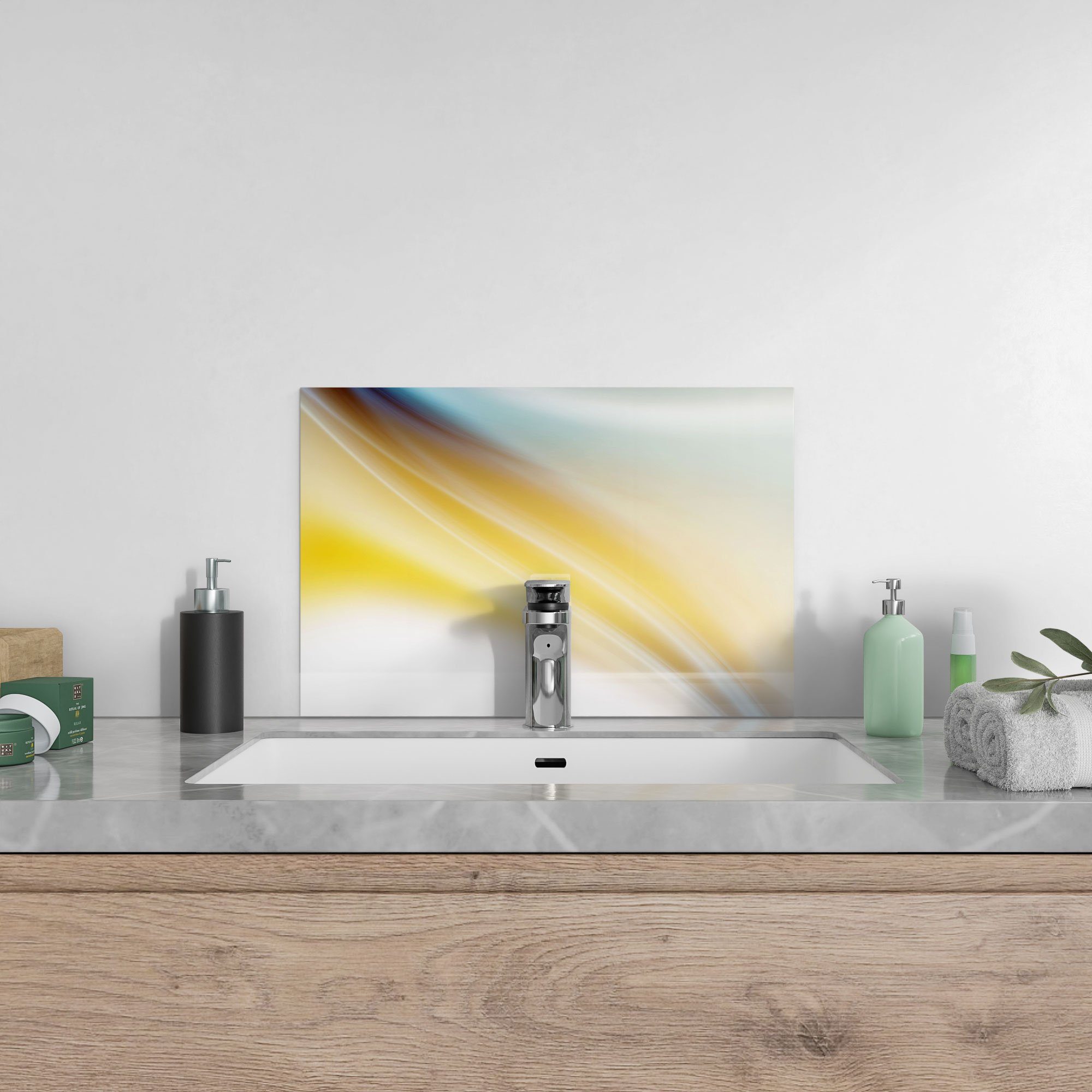 Küchenrückwand Herdblende DEQORI 'Warmer Farbverlauf', Spritzschutz Badrückwand Glas