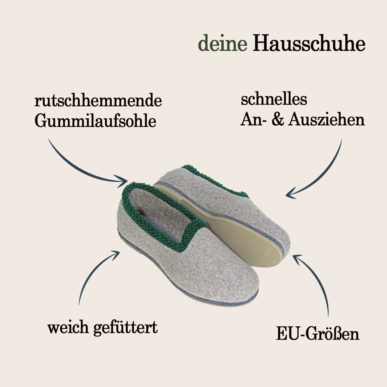 Pantoffelmann Filzhaussschuh Wollmischfilz Herren Damen Filzpantoffel Hausschuh grau Hausschuh (1 Paar) Filzpantoffeln, Gästepantoffel besonders leicht