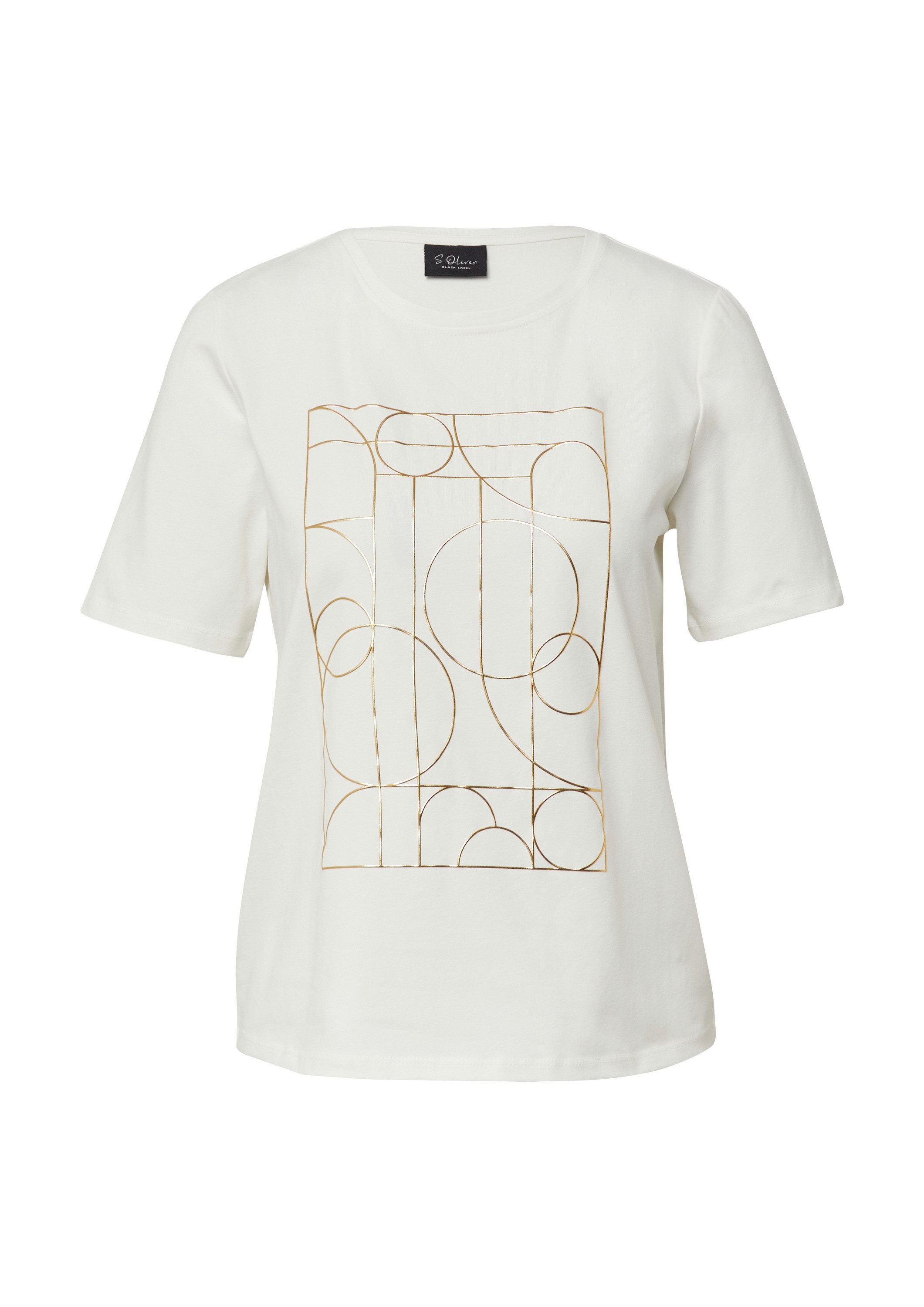 s.Oliver Kurzarmshirt T-Shirt Jersey-T-Shirt mit glänzendem Frontprint günstig online kaufen