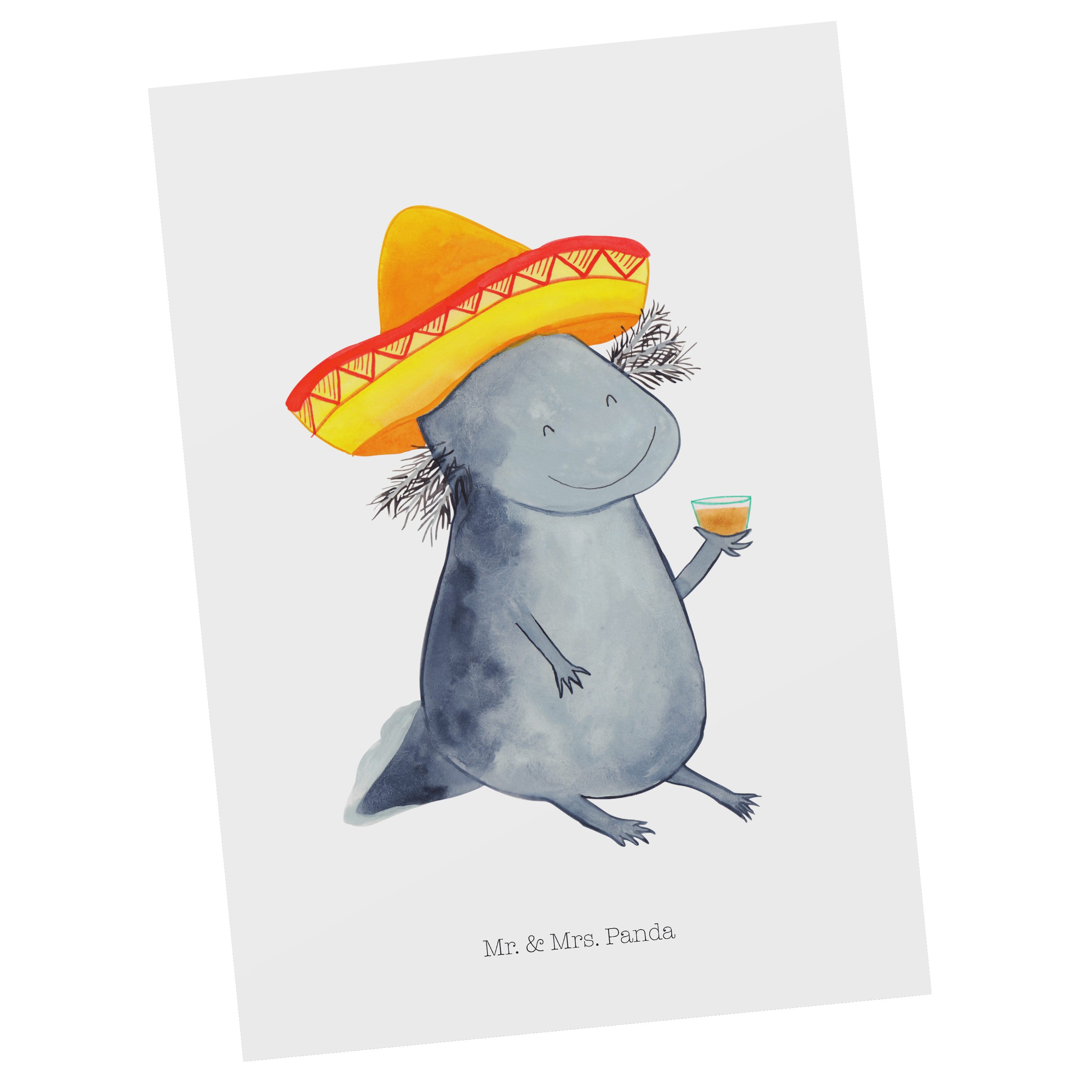 Sombrero, & - Tequila Mrs. Fe Panda Weiß Molch, Axolotl Postkarte Mr. - Ansichtskarte, Geschenk,