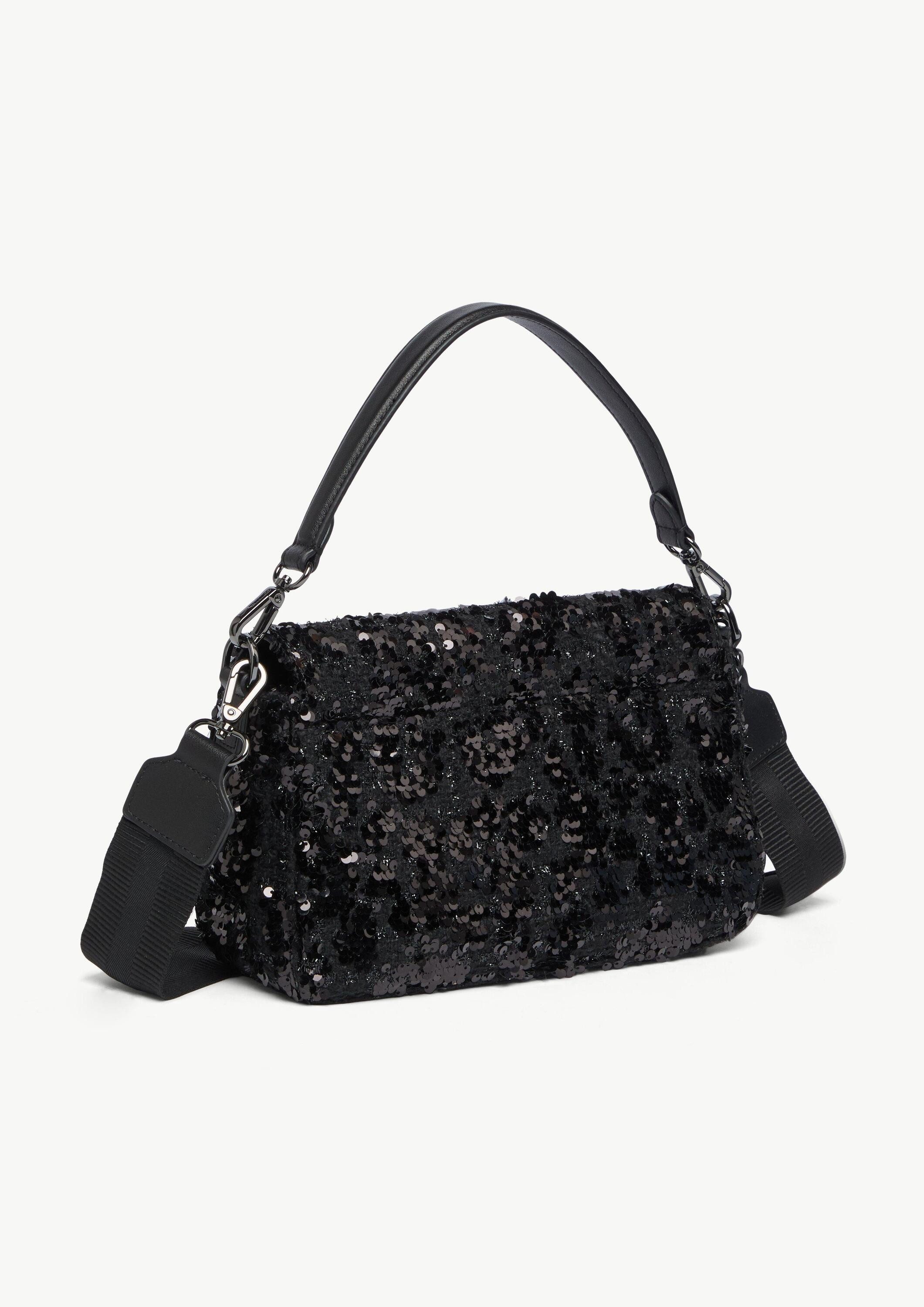 comma Umhängetasche Crossbody, Crossbody-Bag aus Rindsleder mit Pailletten
