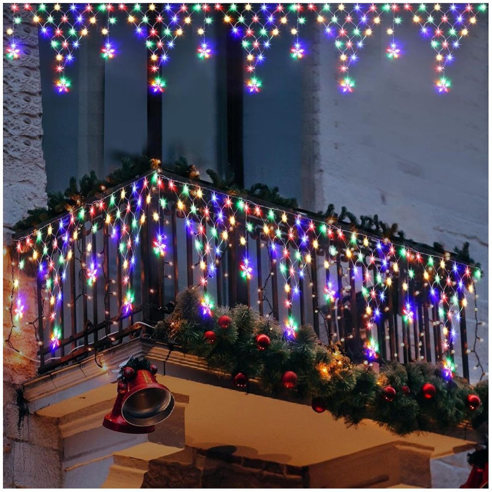 VIVIHEYDAY LED-Lichtervorhang Sterne LED Lichterkette Dekolicht Innen Weihnachten Deko, 8 Beleuchtungsmodi