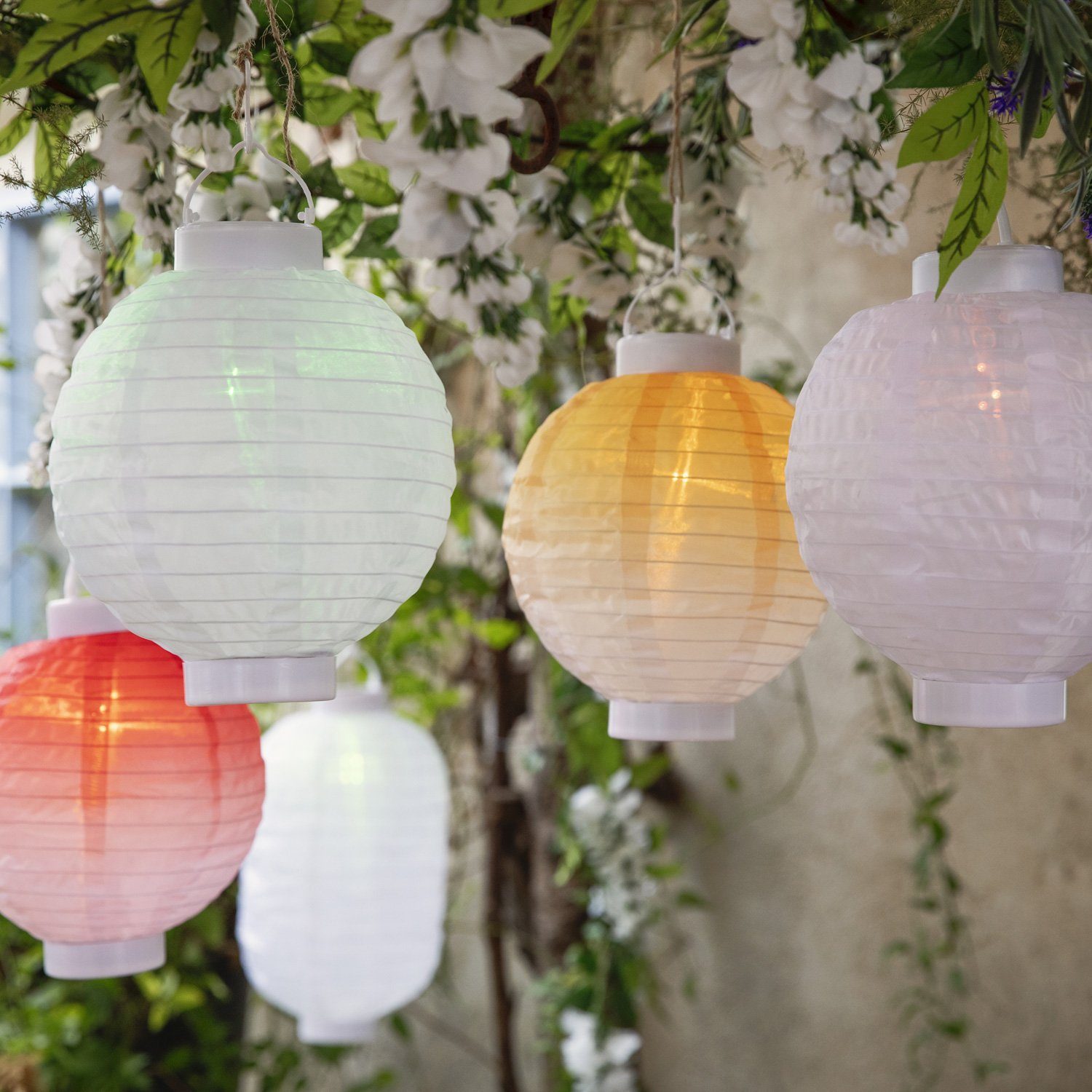 MARELIDA LED Lampion LED Solar Lampion Flammeneffekt Party Balkon Terrasse Garten 20cm grün, LED Classic, warmweiß (2100K bis 3000K)