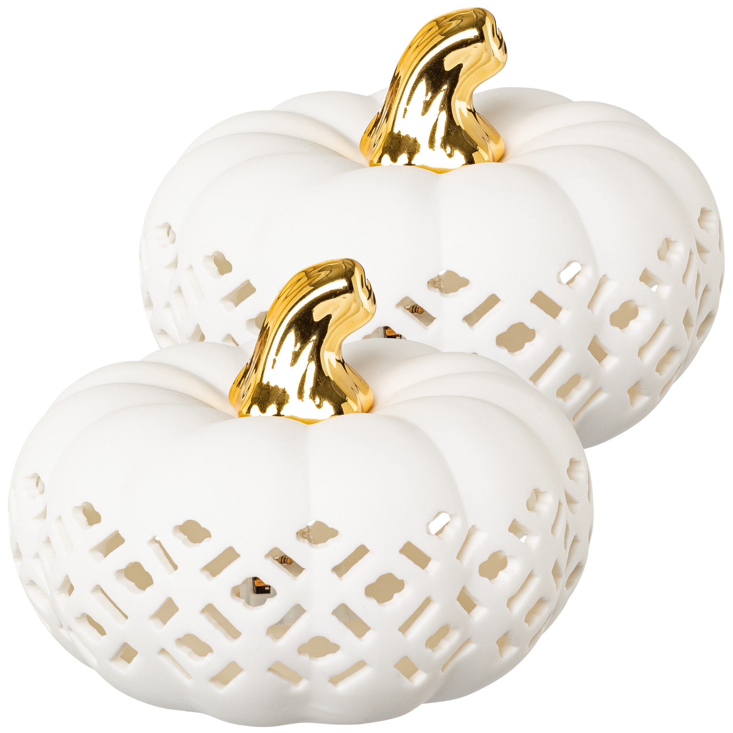 Creativ home LED-Dekofigur Kürbis (2 St), mit goldenem Stiel günstig online kaufen