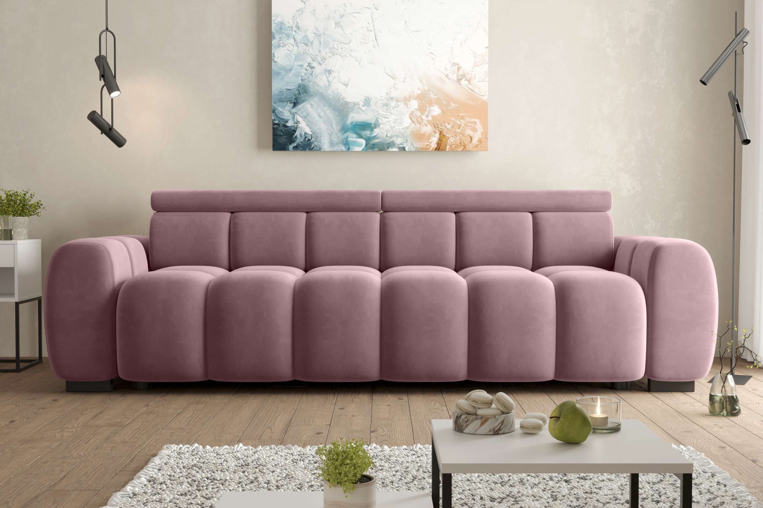99rooms Big-Sofa Alessio, Sofa, Big-Sofa, Rundumbezug aus weichem Velours TIFFANY