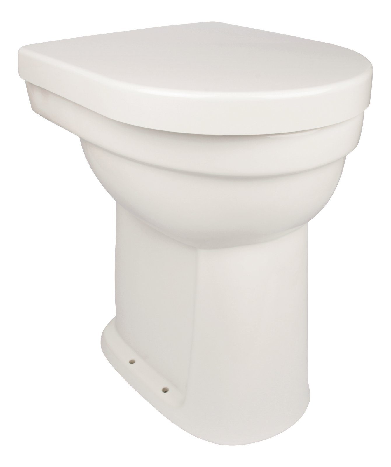 Calmwaters Flachspül-WC, Bodenstehend, Abgang Senkrecht, Stand-WC, Weiß,  Flachspüler, 10 cm erhöht, WC-Sitz mit Absenkautomatik