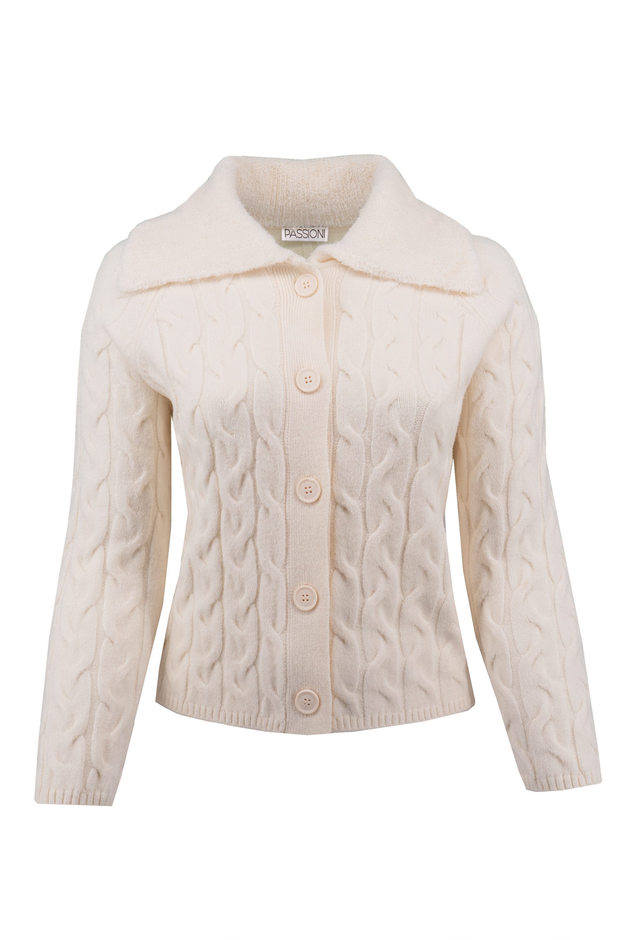 Passioni Cardigan mit Zopfmuster und Umschlagkragen günstig online kaufen