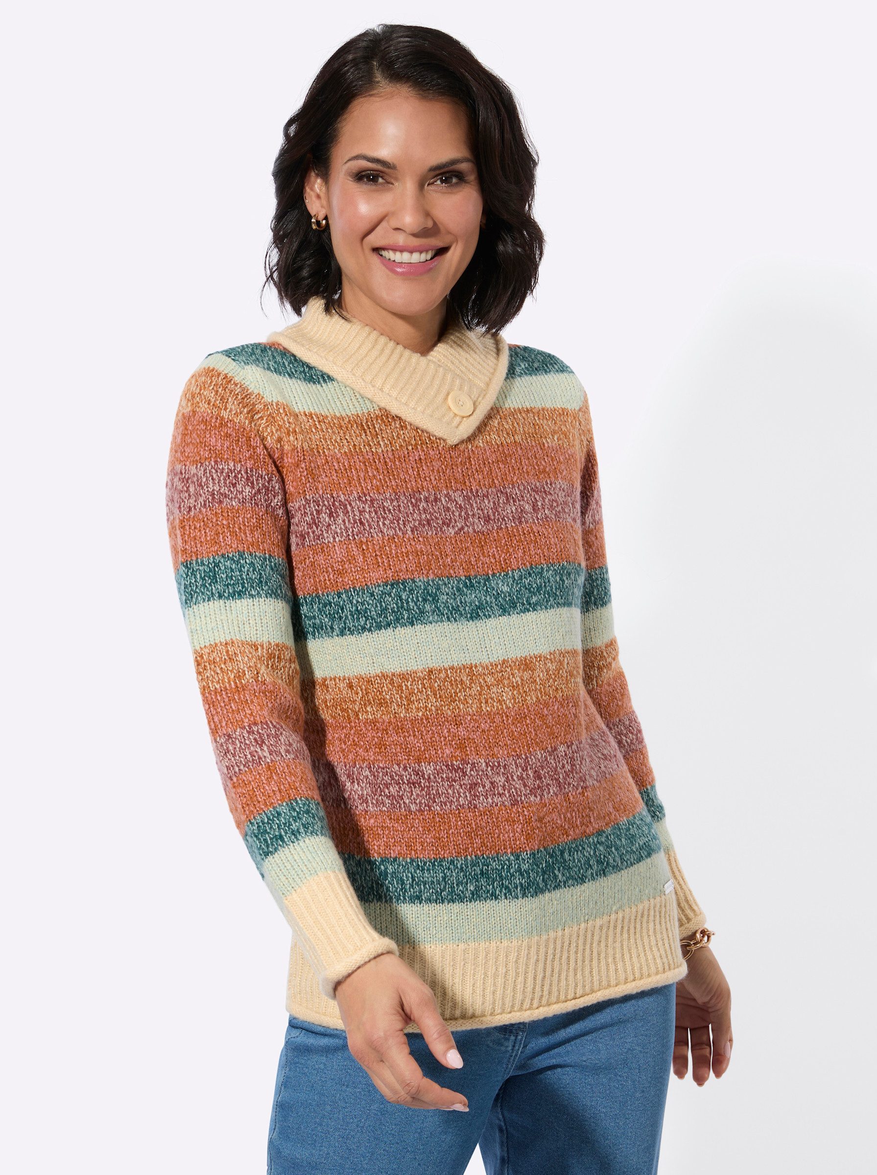 Witt Strickpullover Stehkragen-Pullover Langarm Jacquard